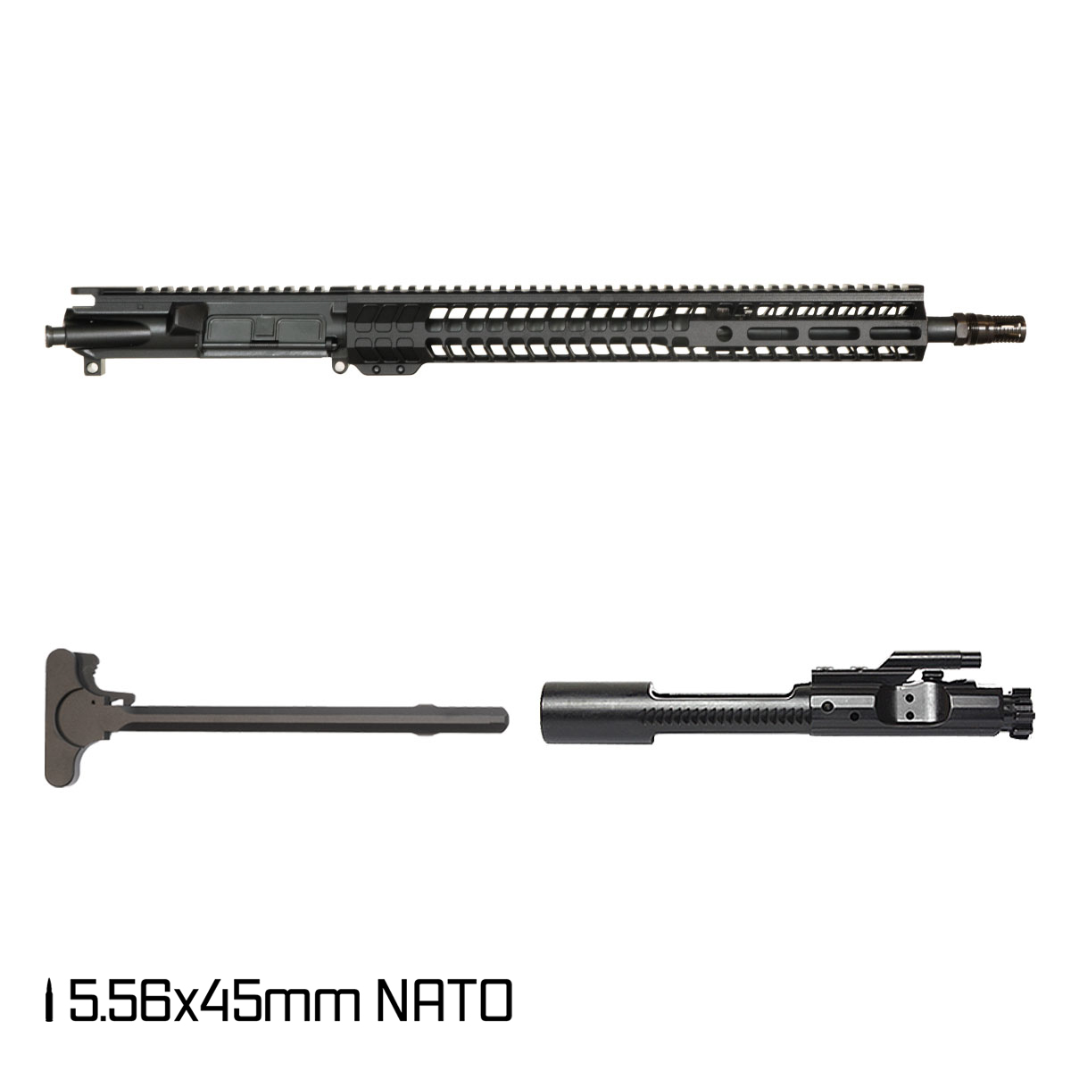 Davidson Defense Brawler 16.5-inch Mid-Gas 1:7 5.56 NATO AR-15 M-LOK Handguard Rifle Complete Upper Build Kit, KAK Industry Plan B A7 Flash Hider