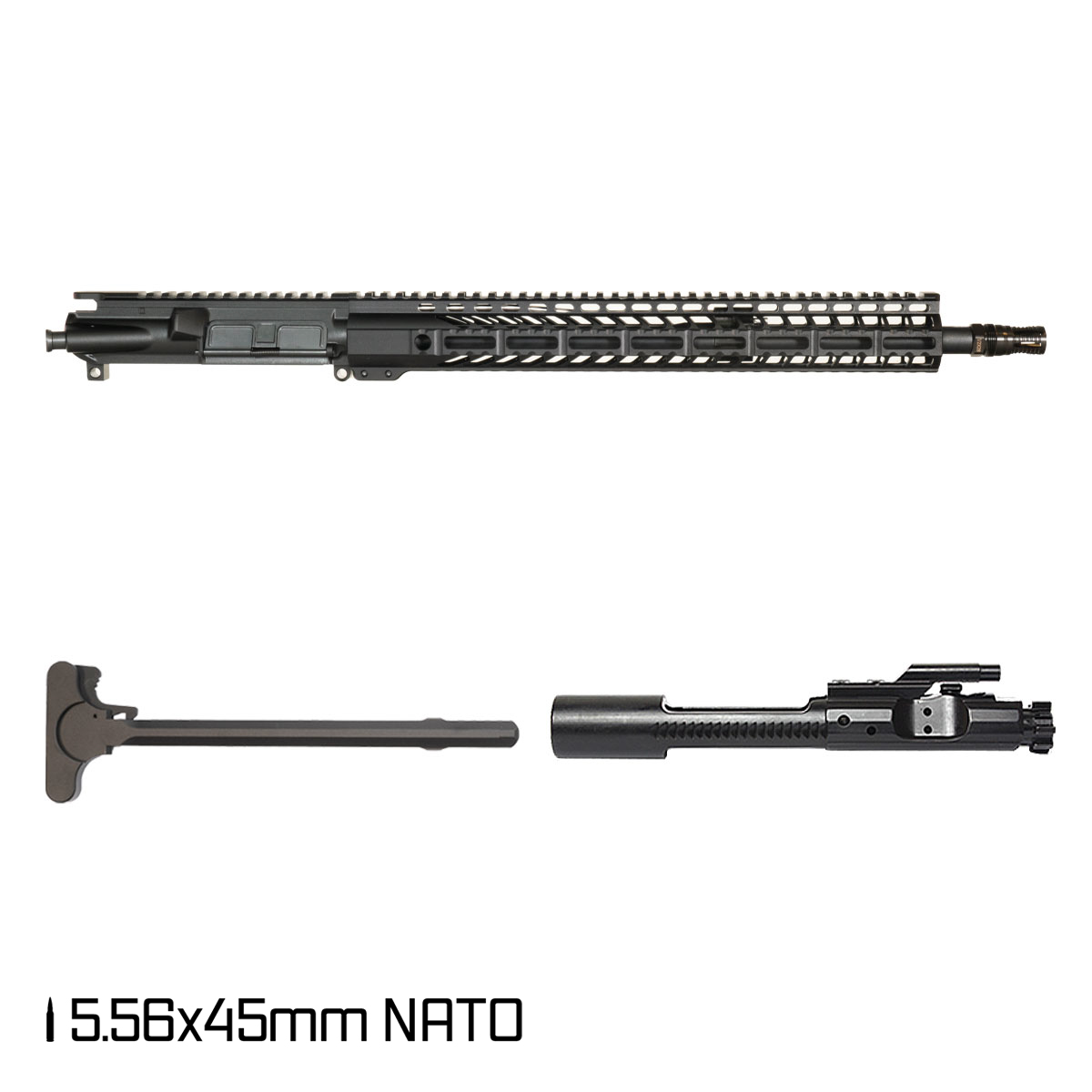 Davidson Defense Brawler III 16.5-inch Mid-Gas 1:7 5.56 NATO AR-15 M-LOK Handguard Rifle Complete Upper Build Kit, KAK Industry Plan B A7 Flash Hider