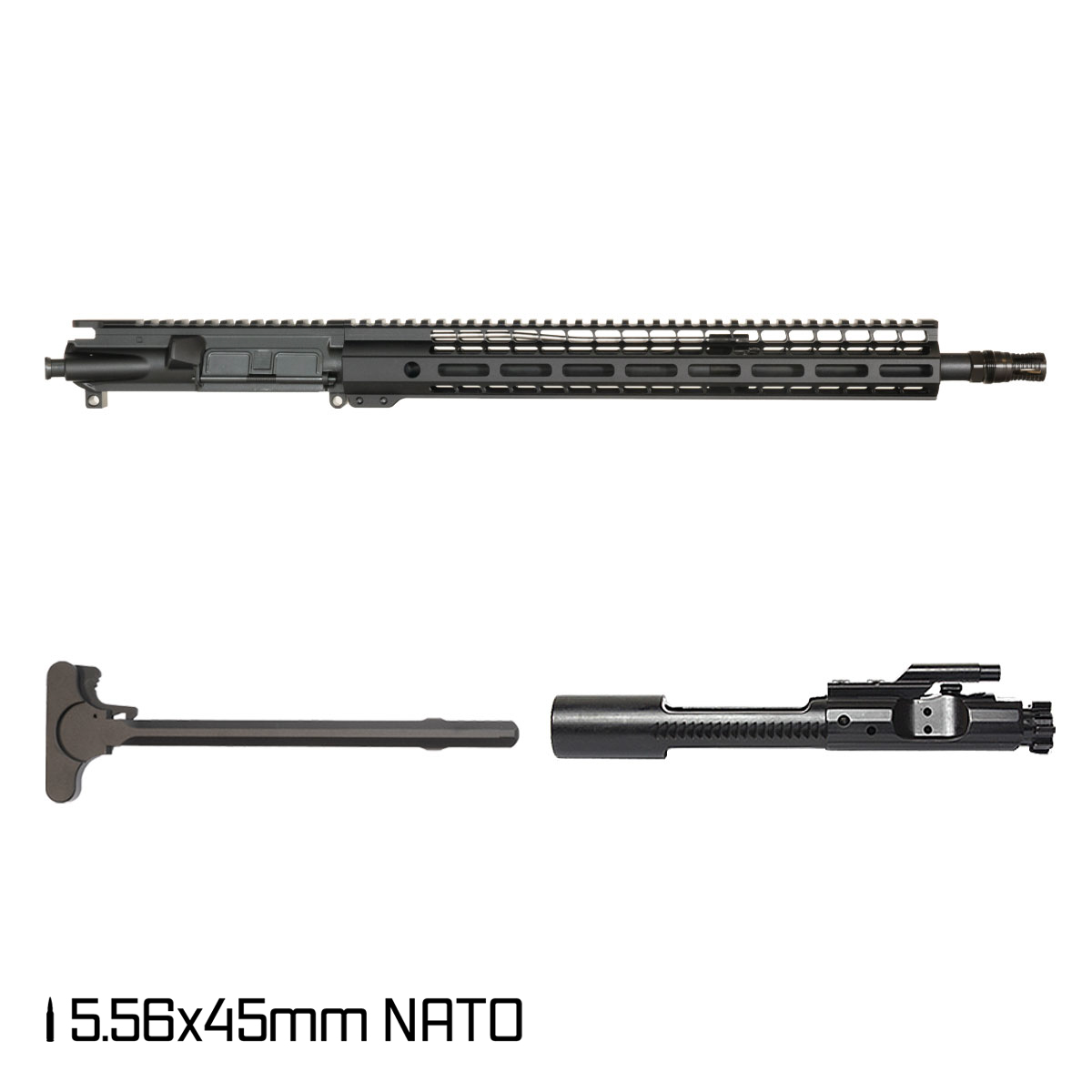 Davidson Defense Brawler IV 16.5-inch Mid-Gas 1:7 5.56 NATO AR-15 M-LOK Handguard Rifle Complete Upper Build Kit, KAK Industry Plan B A7 Flash Hider