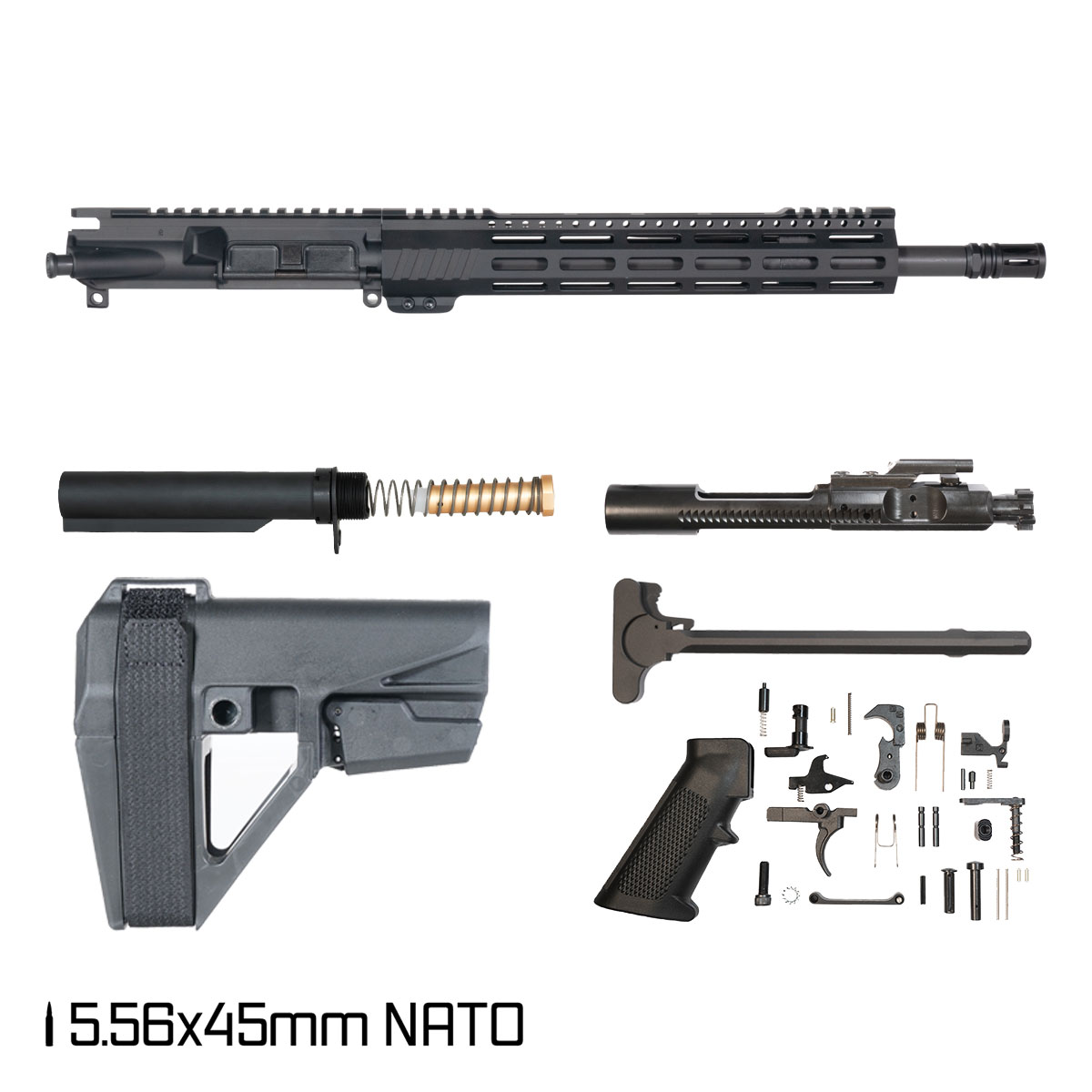 Davidson Defense Aegis Lightweight 14.5-inch Mid-Gas 1:7 5.56 NATO AR-15 Freefloat M-Lok Handguard Rifle Full Build Kit