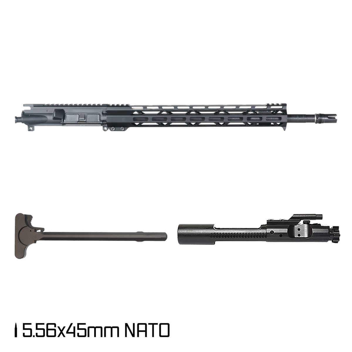 Davidson Defense Light Slinger 18-inch Rifle-Gas 1:7 5.56 NATO AR-15 Freefloat M-Lok Handguard Rifle Complete Upper Build, Plan B Scorch 3-Prong Flash Hider