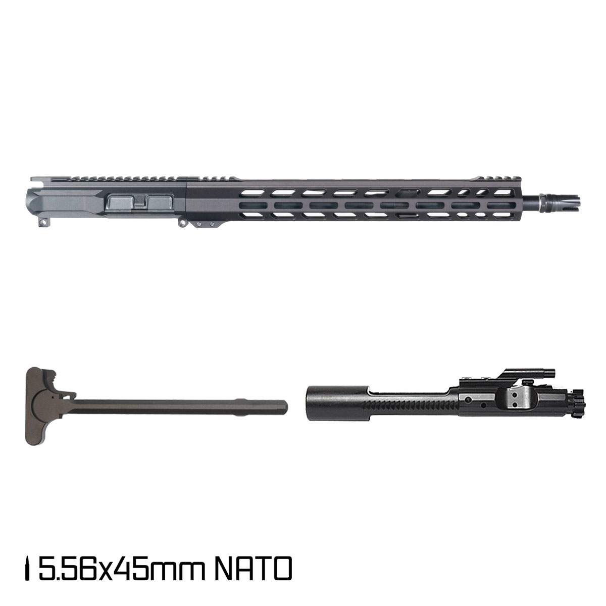 Davidson Defense Ronin Competition 16.5-inch Mid-Gas 1:7 5.56 NATO AR-15 Freefloat M-Lok Handguard Rifle Complete Upper Build, Plan B Scorch 3-Prong Flash Hider