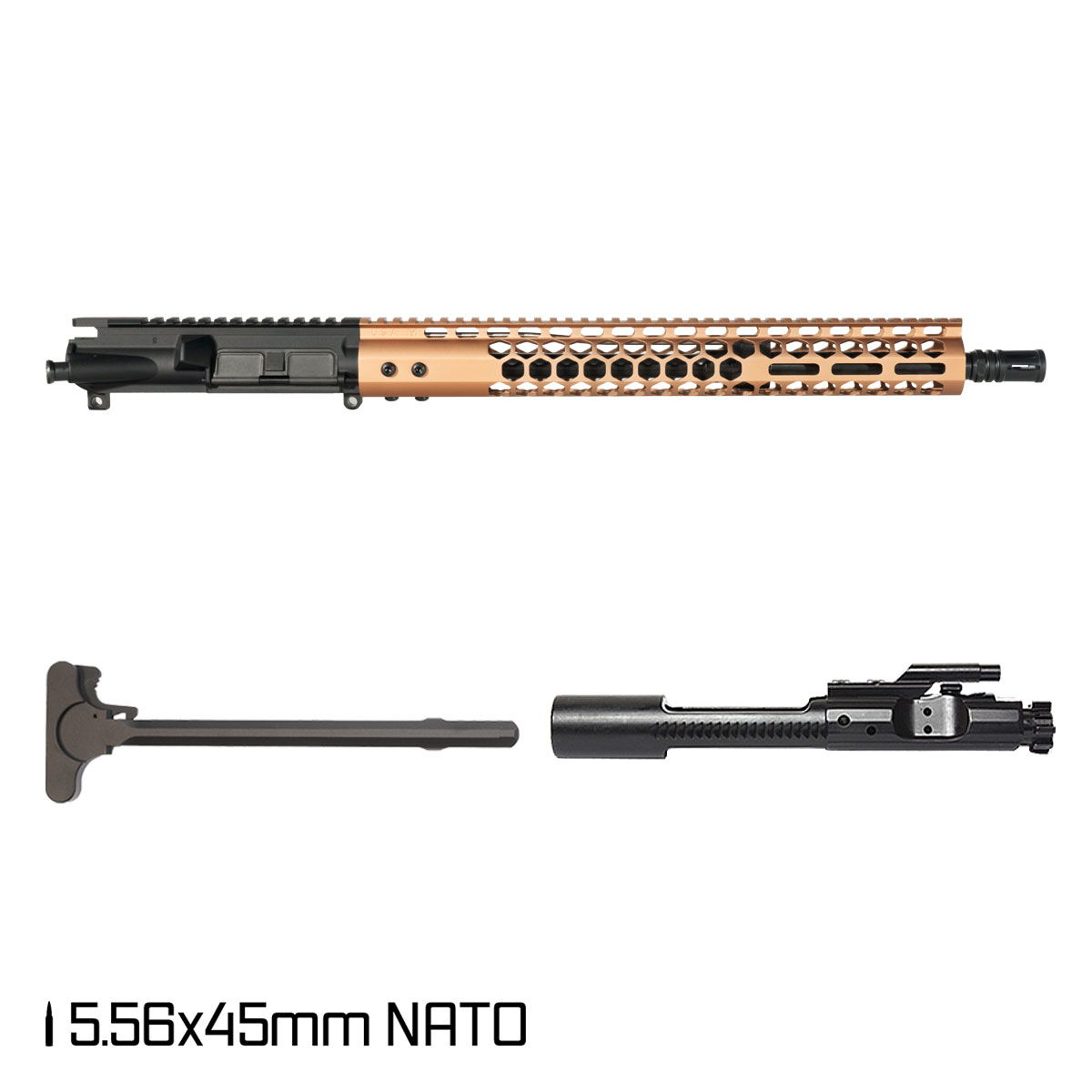 Davidson Defense Lightshow lll Anodized Bronze 16.5-inch Mid-Gas 1:7 5.56 NATO AR-15 Freefloat M-Lok Handguard Rifle Complete Upper Build