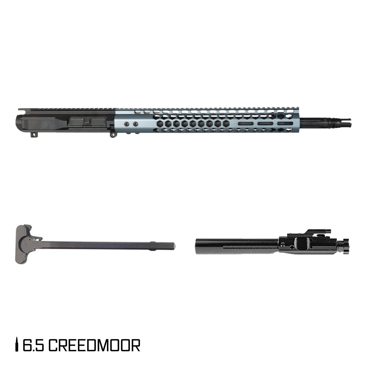 Davidson Defense Silver Claw 18-inch Rifle-Gas 1:8 6.5 Creedmoor AR-10 M-Lok Rifle Complete Upper Build, Plan B Trident Flash Hider