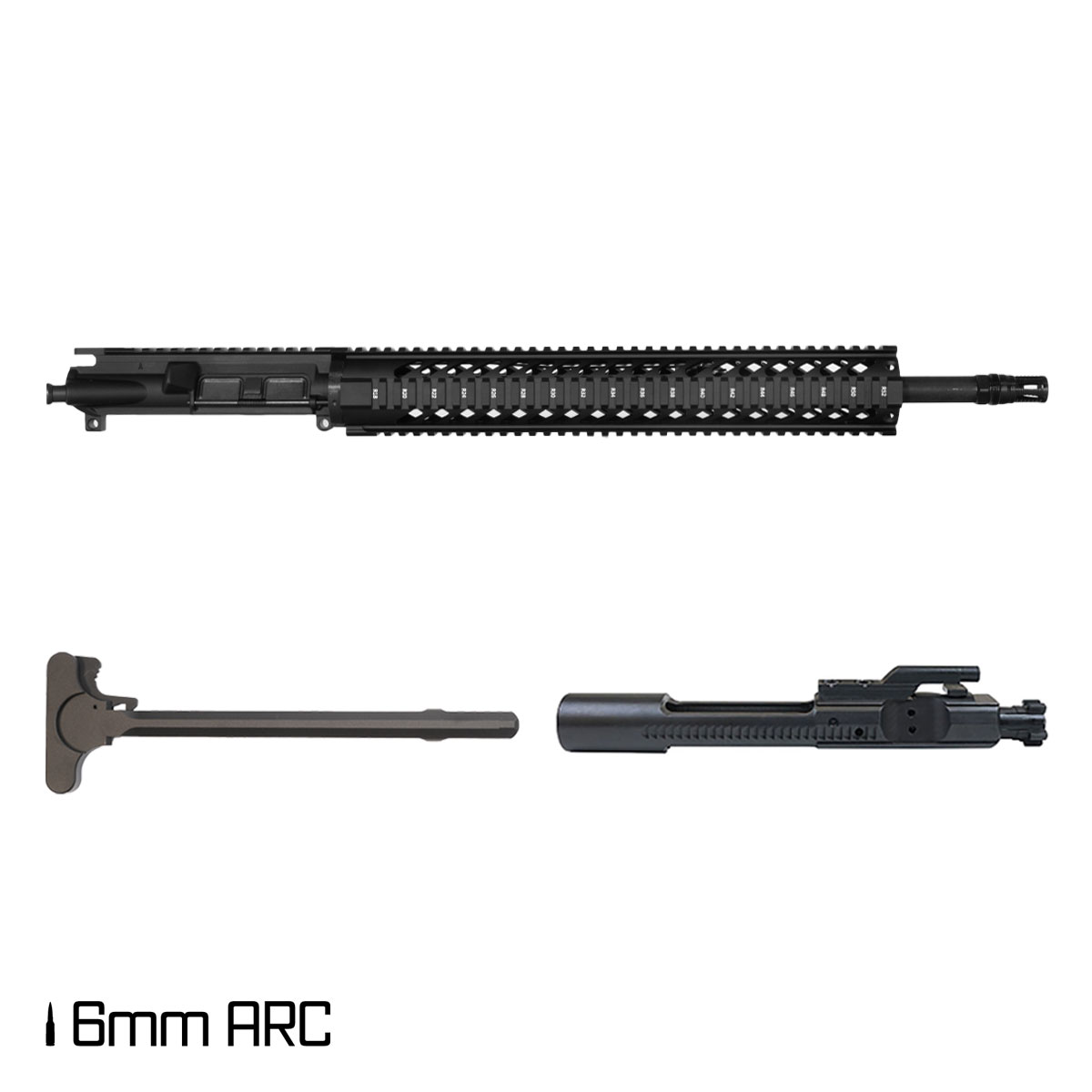 Davidson Defense LAZR 18-inch Mid-Gas 1:7.5 6MM ARC AR-15 Freefloat Quad-Rail Handguard Rifle Complete Upper Build, KAK Industry Plan B A7 Flash Hider