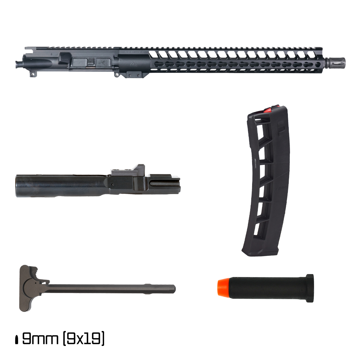 Davidson Defense Warden 16-inch 1:10 9MM AR-15 Freefloat Keymod Handguard Rifle Complete Upper Build, 9mm 5.5 oz Buffer, ExoMag 40 Round Magazine