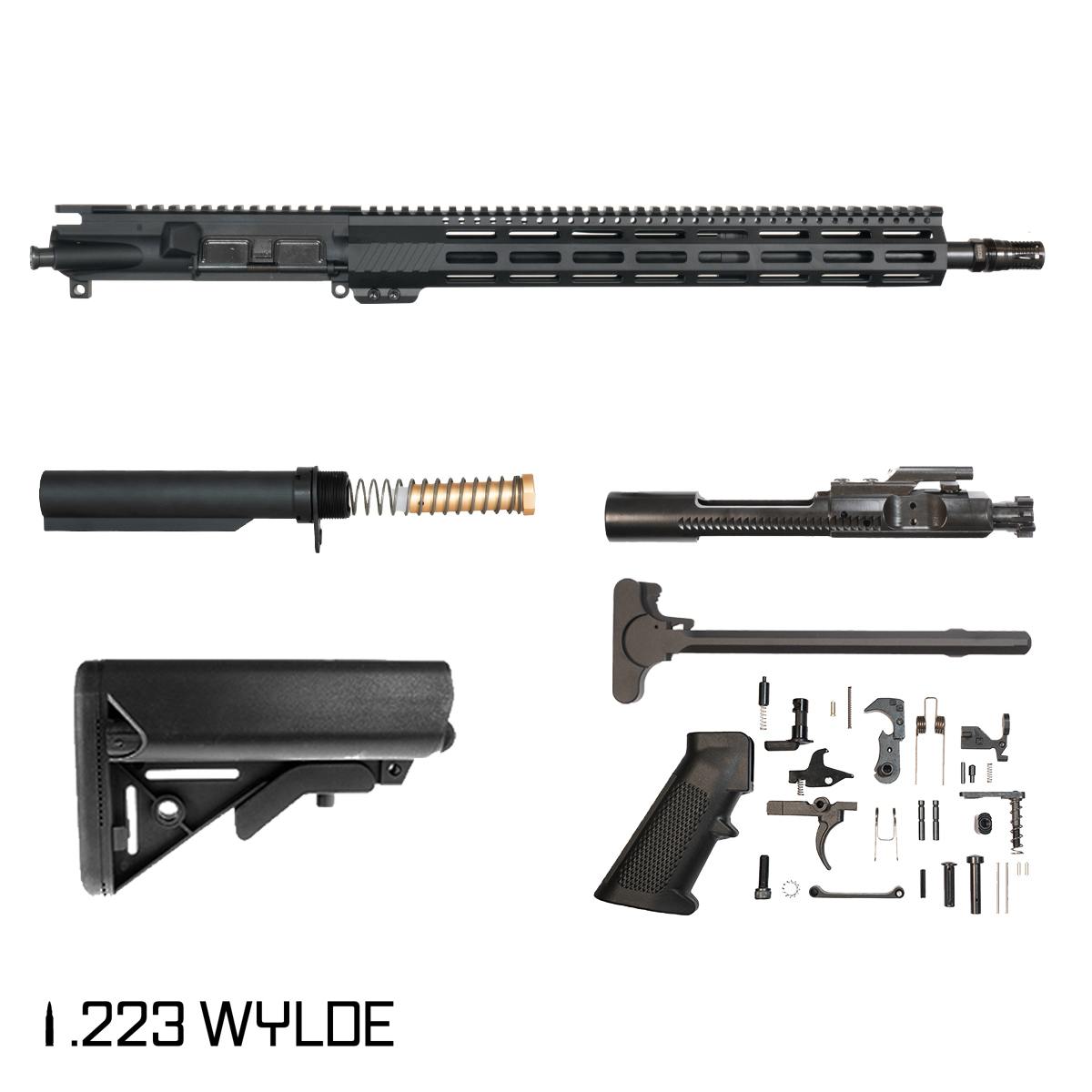 Davidson Defense Aegis 16.5-inch Mid-Gas 1:7 .223 Wylde AR-15 Freefloat M-Lok Handguard Rifle Full Build Kit, Plan B A7 Flash Hider