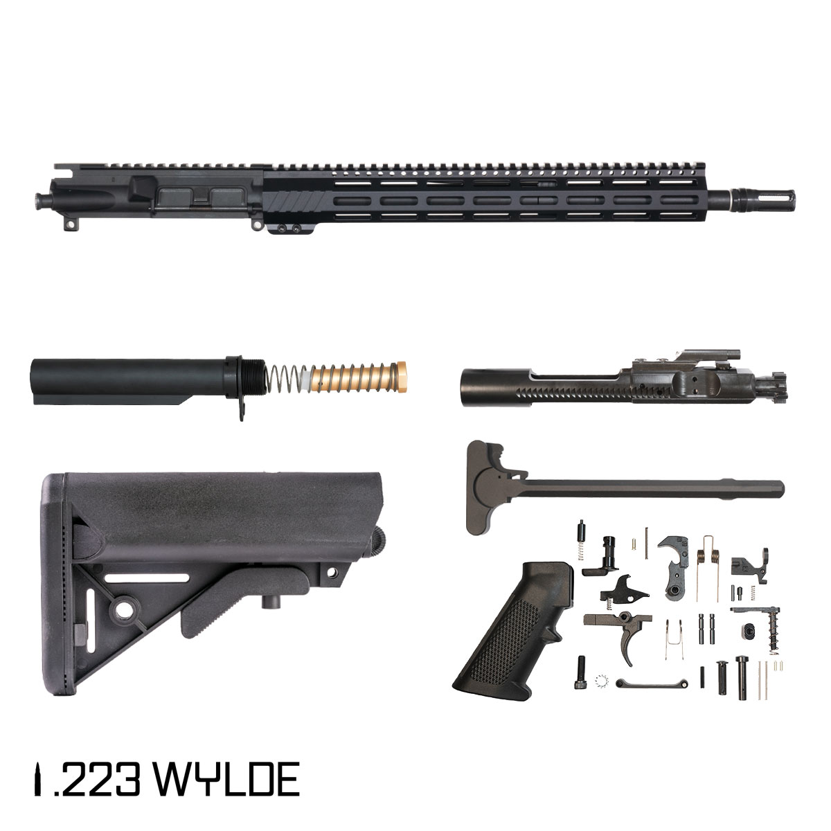 Davidson Defense Aegis 16.5-inch Mid-Gas 1:7 .223 Wylde AR-15 Freefloat M-Lok Handguard Rifle Upper Build Kit, Plan B Sentinel Caged Flash Hider