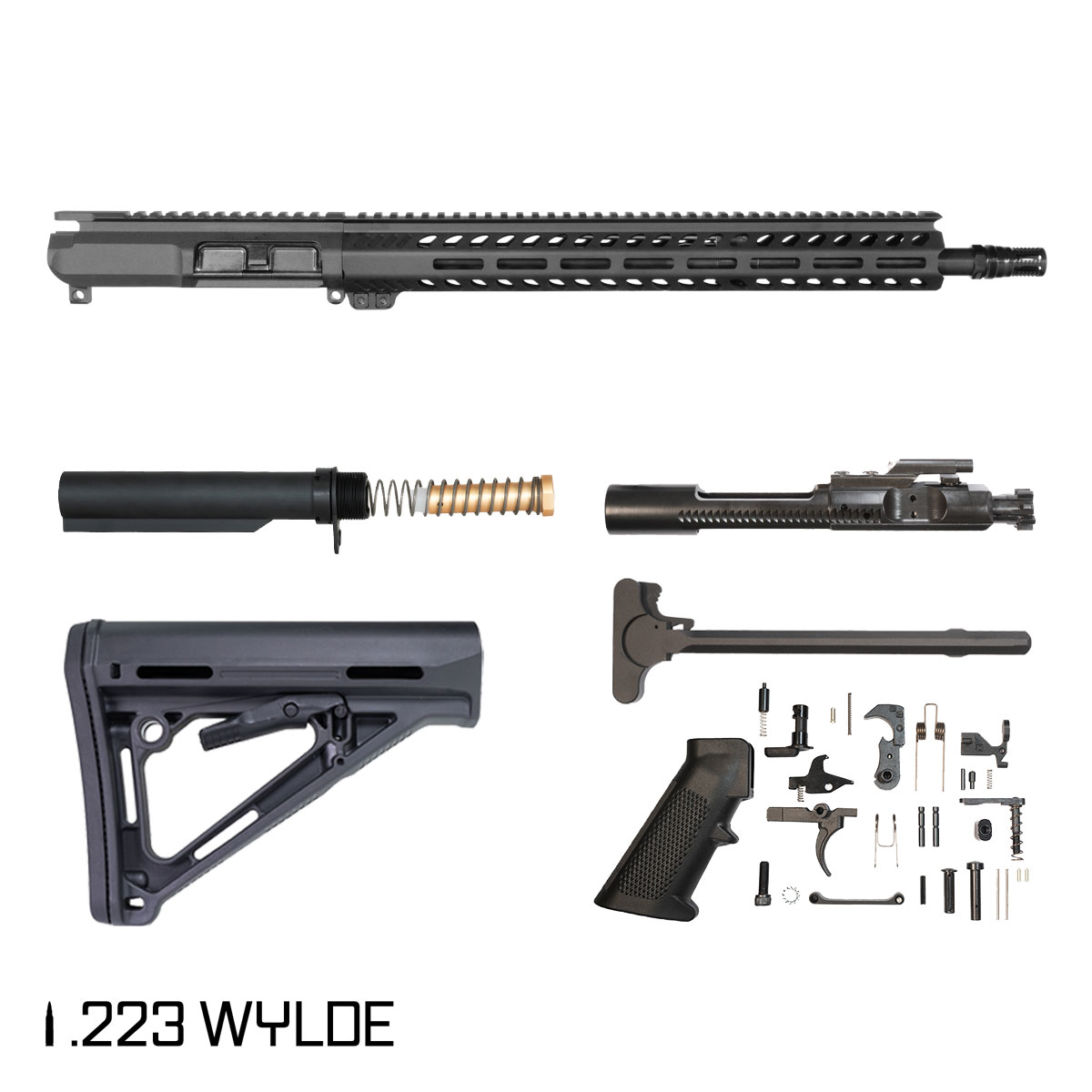 Davidson Defense Cutlass 16.5-inch Mid-Gas 1:7 .223 Wylde AR-15 Freefloat M-Lok Handguard Rifle Full Build Kit,Plan B A7 Flash Hider