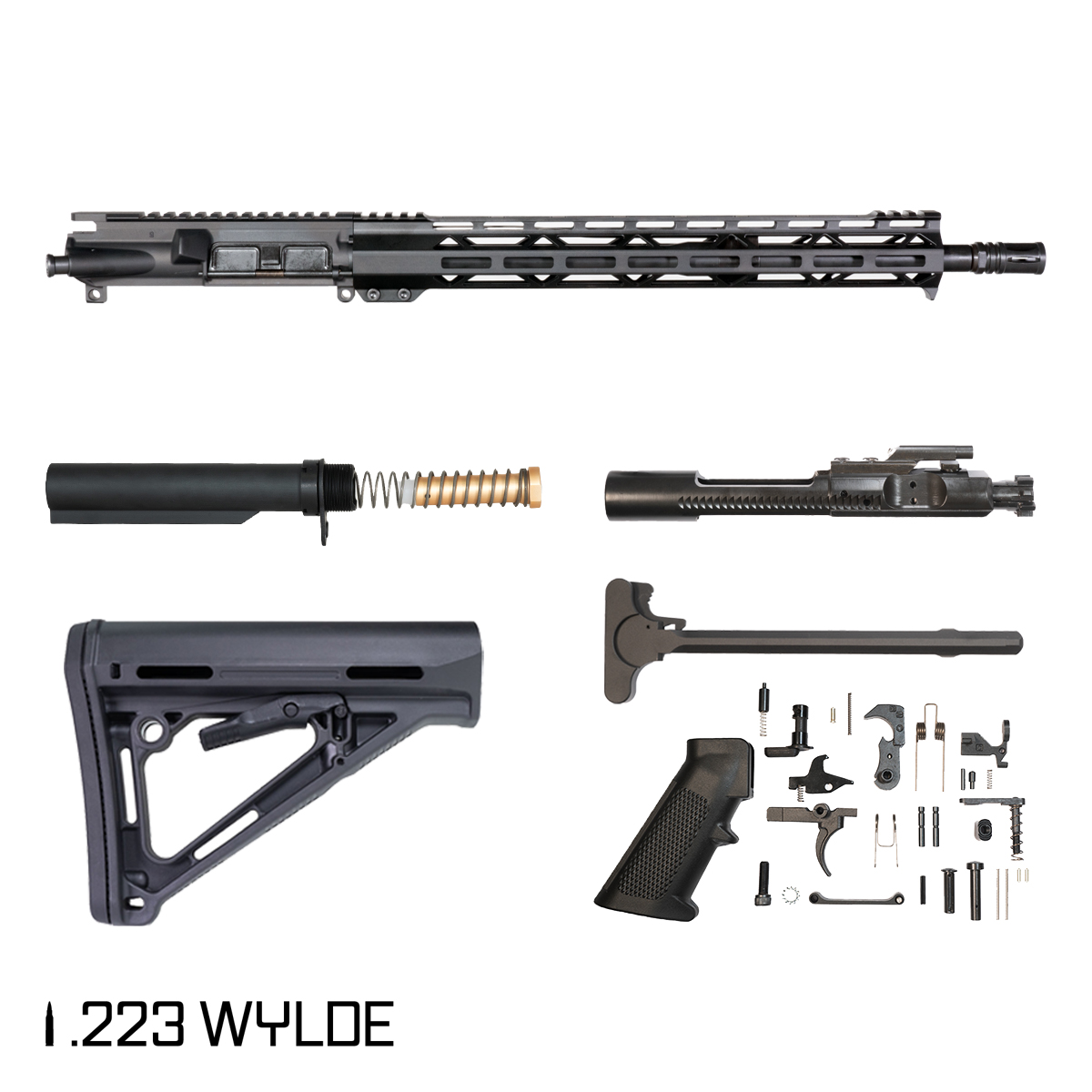 Davidson Defense Bluesteel 16.5-inch Mid-Gas 1:7 .223 Wylde AR-15 Freefloat M-Lok Handguard Rifle Full Build Kit