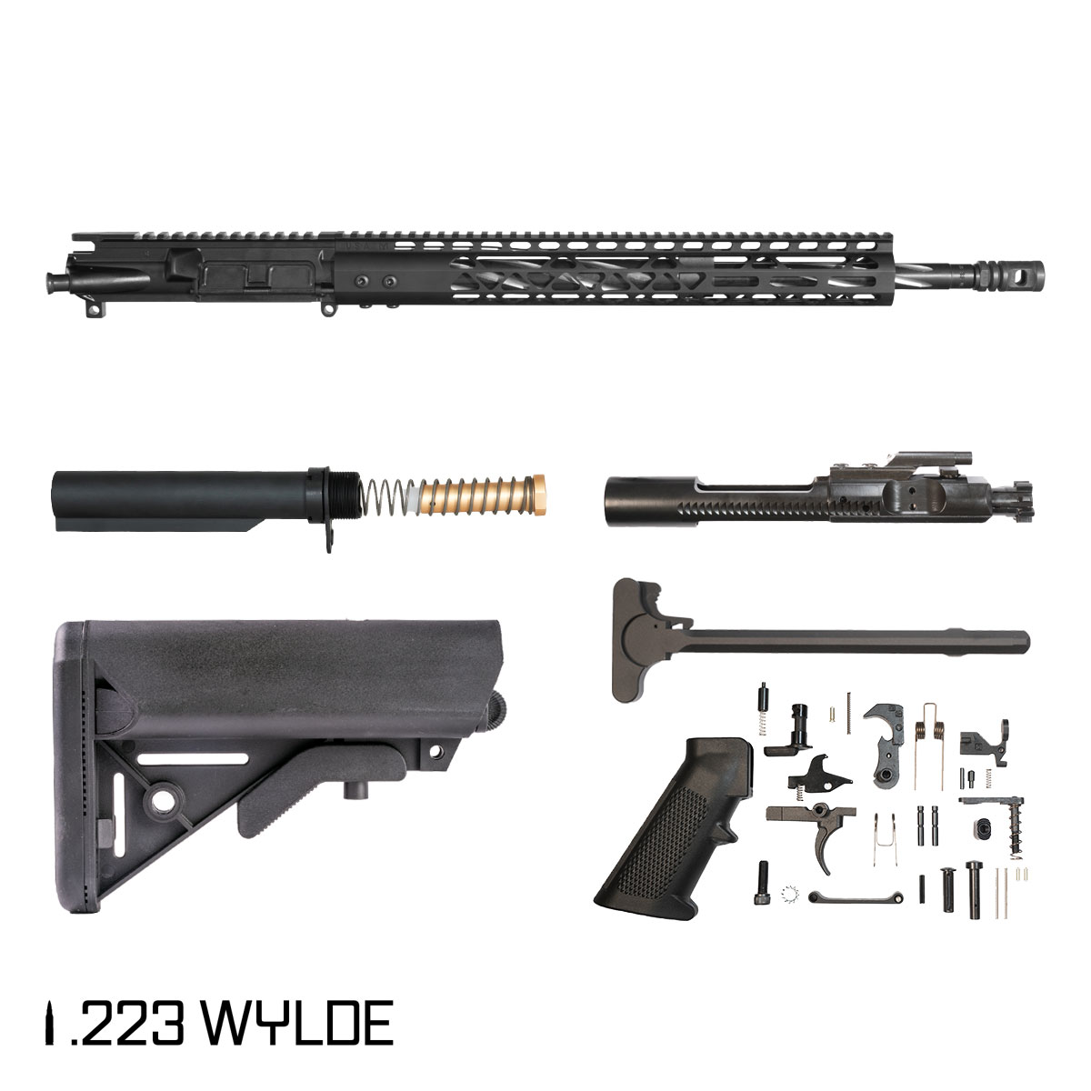 Davidson Defense Coil 18-inch Mid-Gas 1:8 .223 Wylde AR-15 Freefloat M-Lok Handguard Rifle Full Build Kit