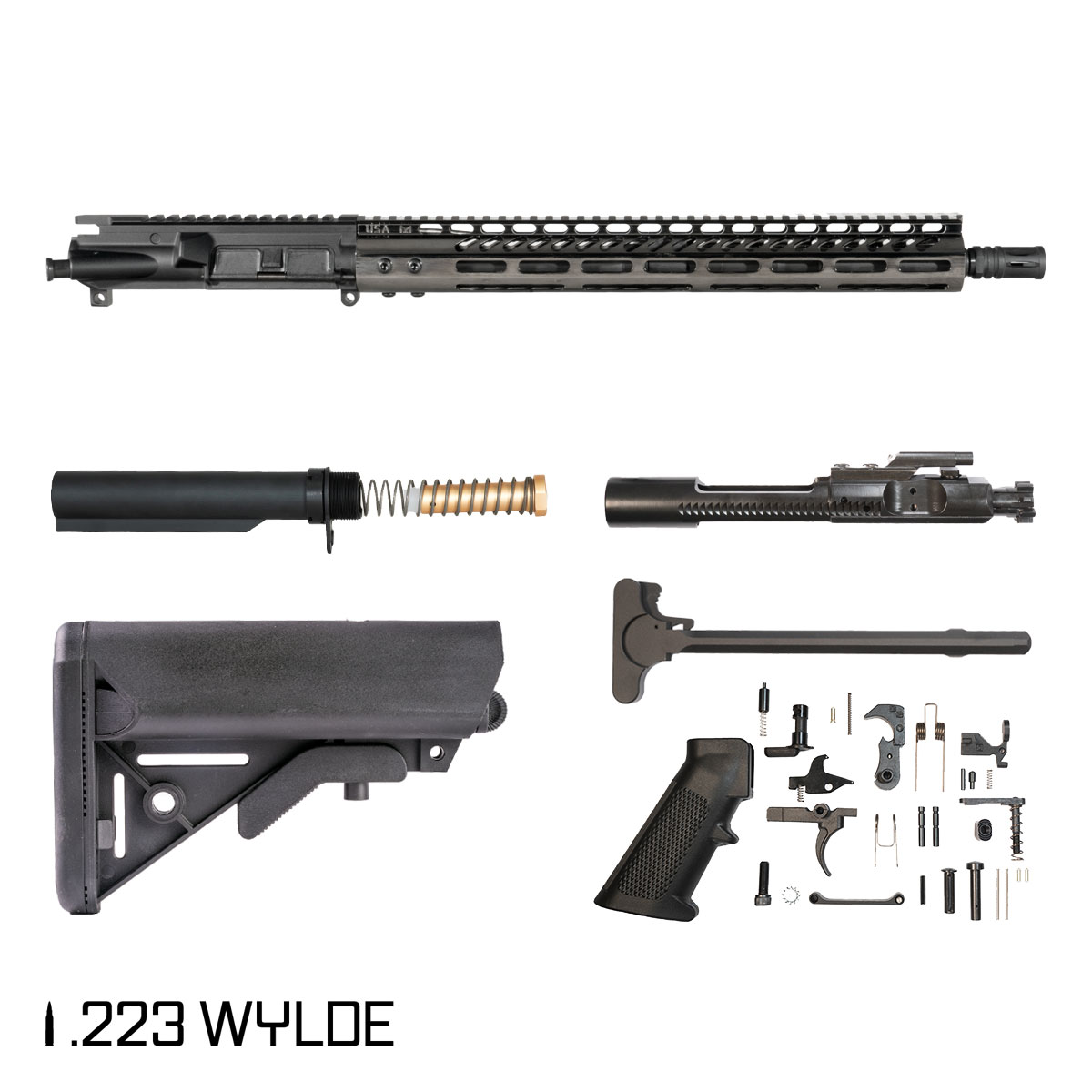 Davidson Defense Midnight Chrome 16-inch Carbine-Gas 1:8 .223 Wylde AR-15 M-Lok Rifle Full Build Kit