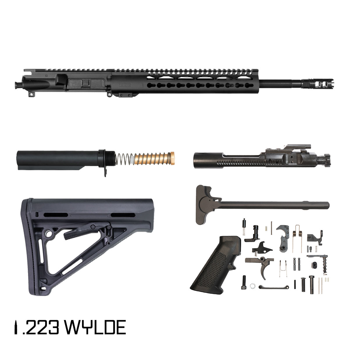 Davidson Defense Black Thorne 16.5-inch Mid-Gas 1:7 .223 Wylde AR-15 Keymod Rifle Full Build Kit