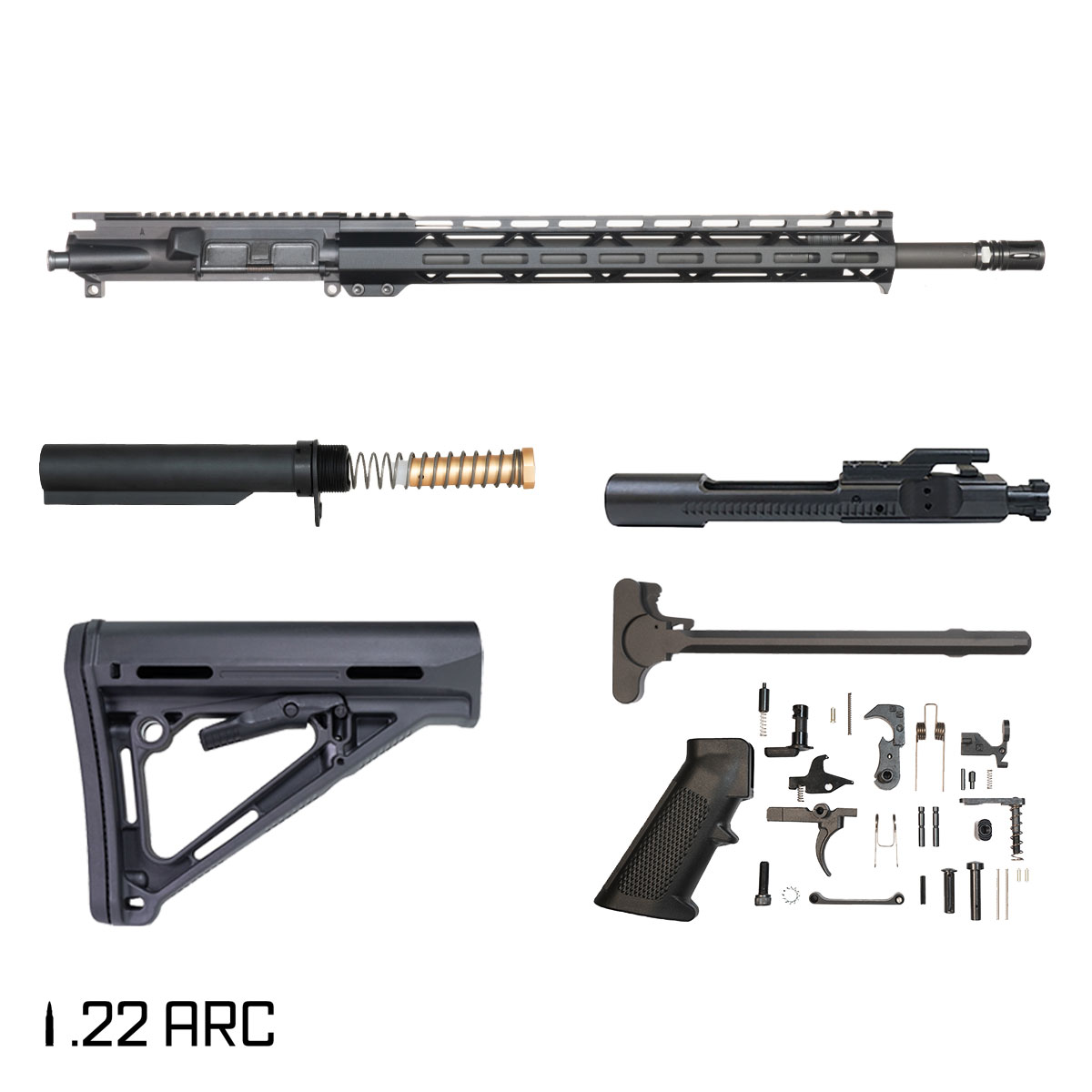 Davidson Defense Daggerfall 18-inch Rifle-Gas 1:7 .22 ARC AR-15 Freefloat M-Lok Handguard Rifle Full Build Kit