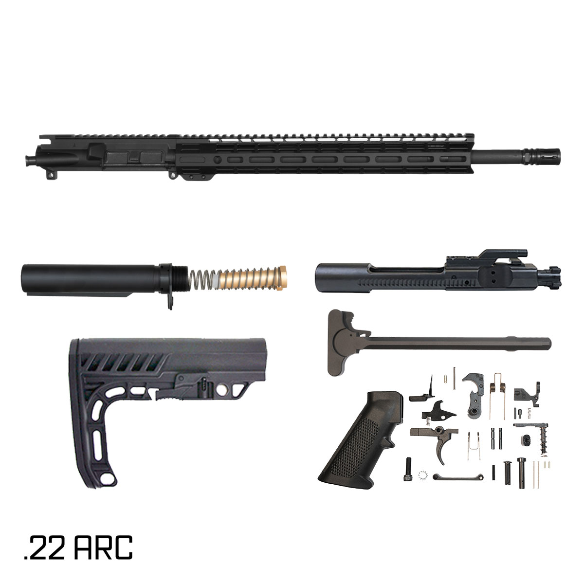 Davidson Defense Mantlebreaker 18-inch Rifle-Gas 1:7 .22 ARC AR-15 Freefloat M-Lok Handguard Rifle Full Build Kit