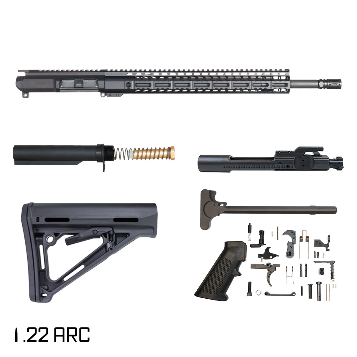Davidson Defense Banished Crown 18-inch Rifle-Gas 1:7 .22 ARC AR-15 Freefloat M-Lok Handguard Rifle Full Build Kit