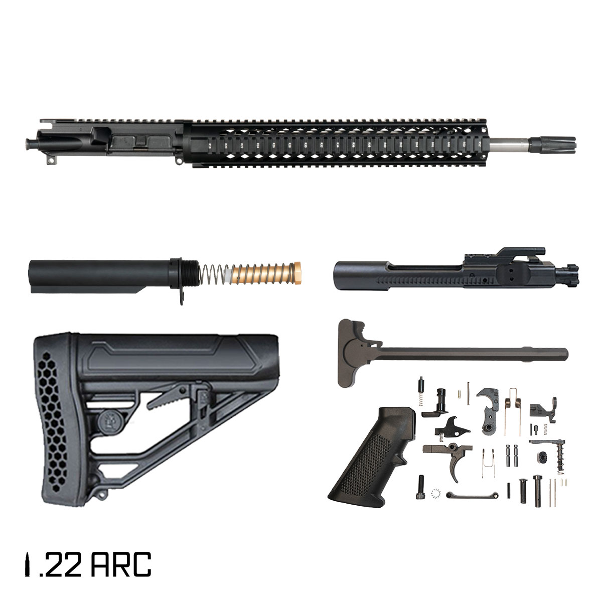 Davidson Defense DARCness 18-inch Rifle-Gas 1:7 22 ARC AR-15 Quad-Rail Handguard Rifle Full Build Kit