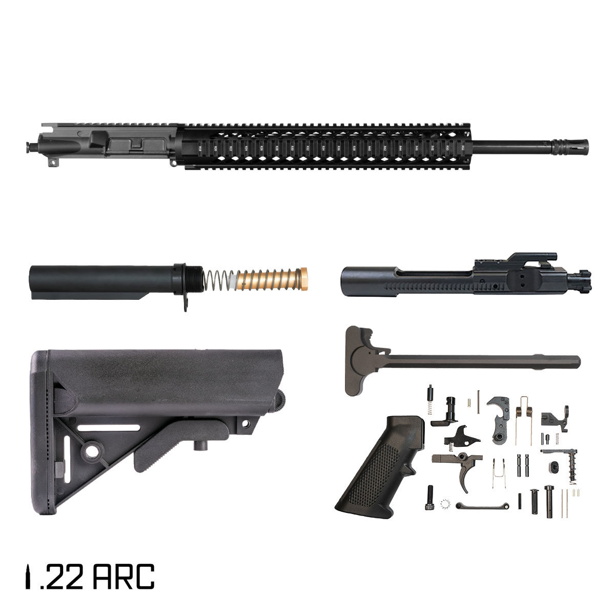 Davidson Defense Quadratic 20-inch Rifle-Gas 1:7 22 ARC AR-15 Quad-Rail Handguard Rifle Full Build Kit