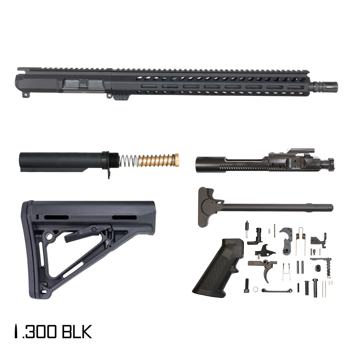 Davidson Defense Cutlass 16-inch Pistol-Gas 1:8 .300 BLK AR-15 Freefloat M-Lok Handguard Rifle Full Build Kit