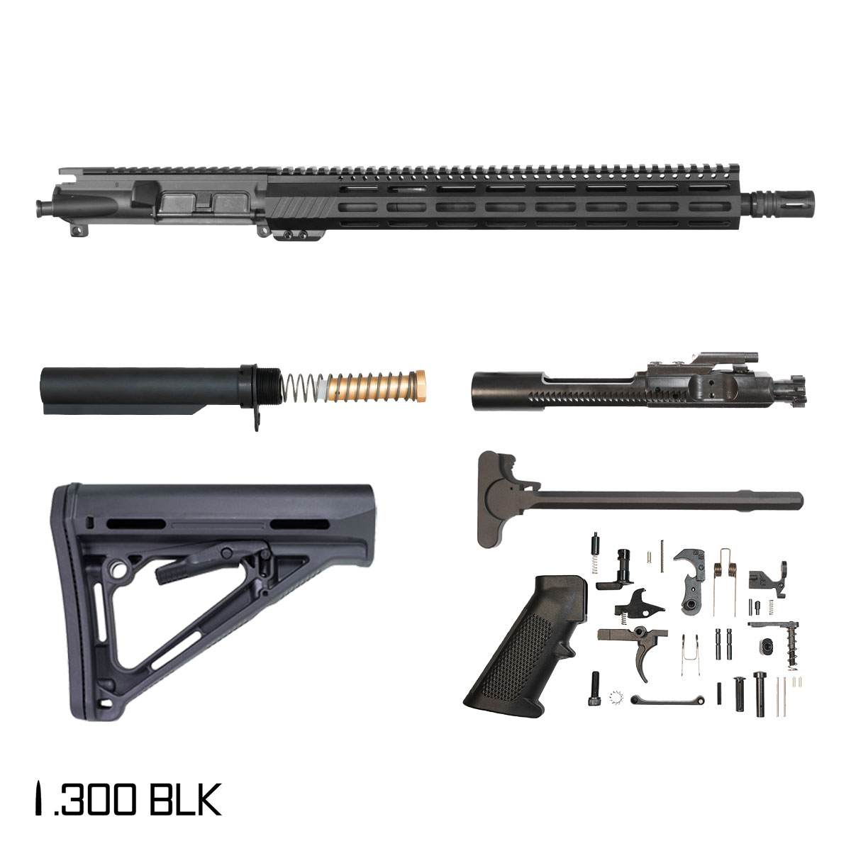 Davidson Defense Aegis 16-inch Pistol-Gas 1:8 .300 BLK AR-15 Freefloat M-Lok Handguard Rifle Full Build Kit