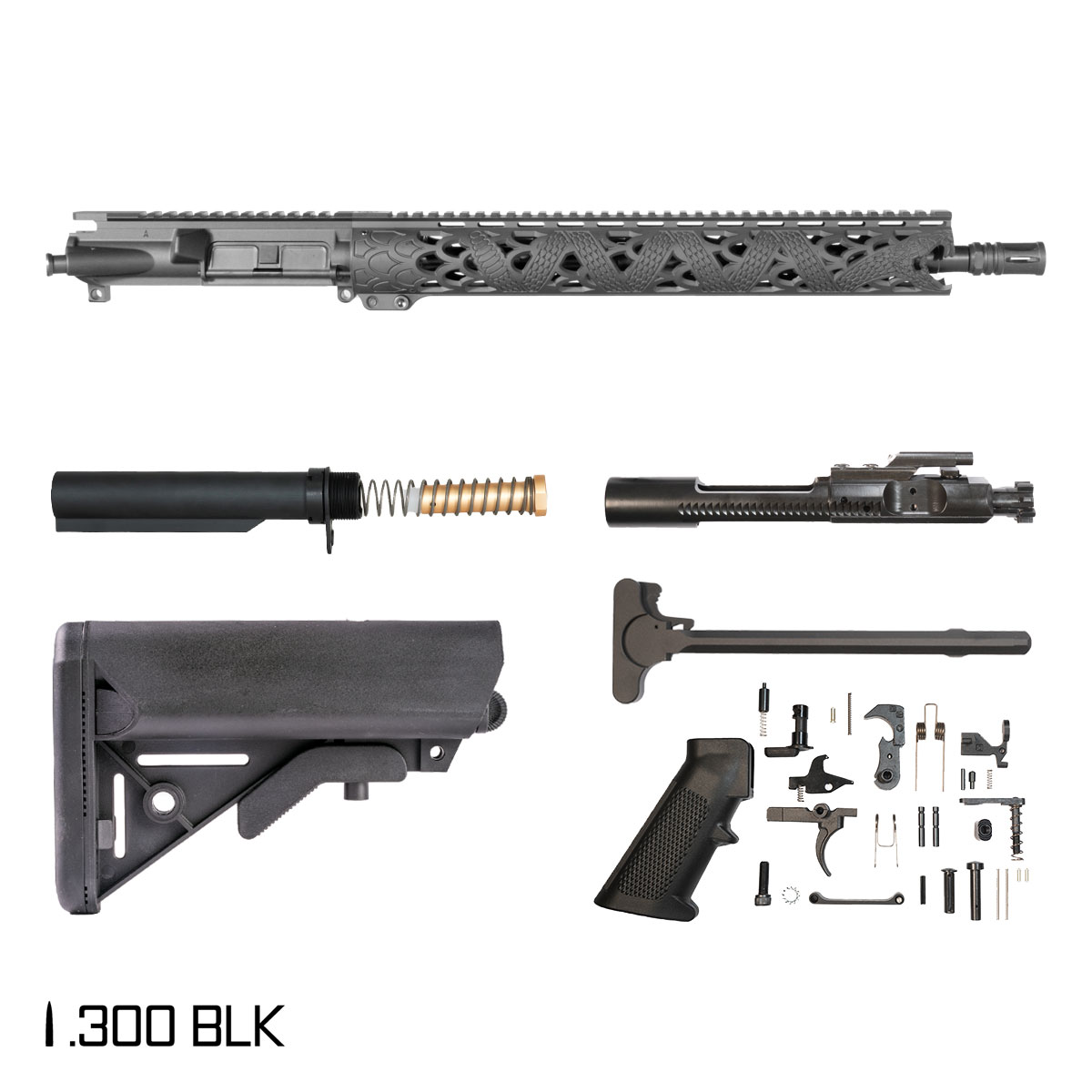 Davidson Defense Venom 16-inch Pistol-Gas 1:8 .300 BLK AR-15 Freefloat M-Lok Handguard Rifle Full Build Kit