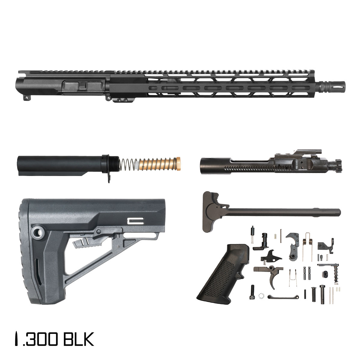 Davidson Defense Padlock 16-inch Pistol-Gas 1:8 .300 BLK AR-15 Freefloat M-Lok Handguard Rifle Full Build Kit