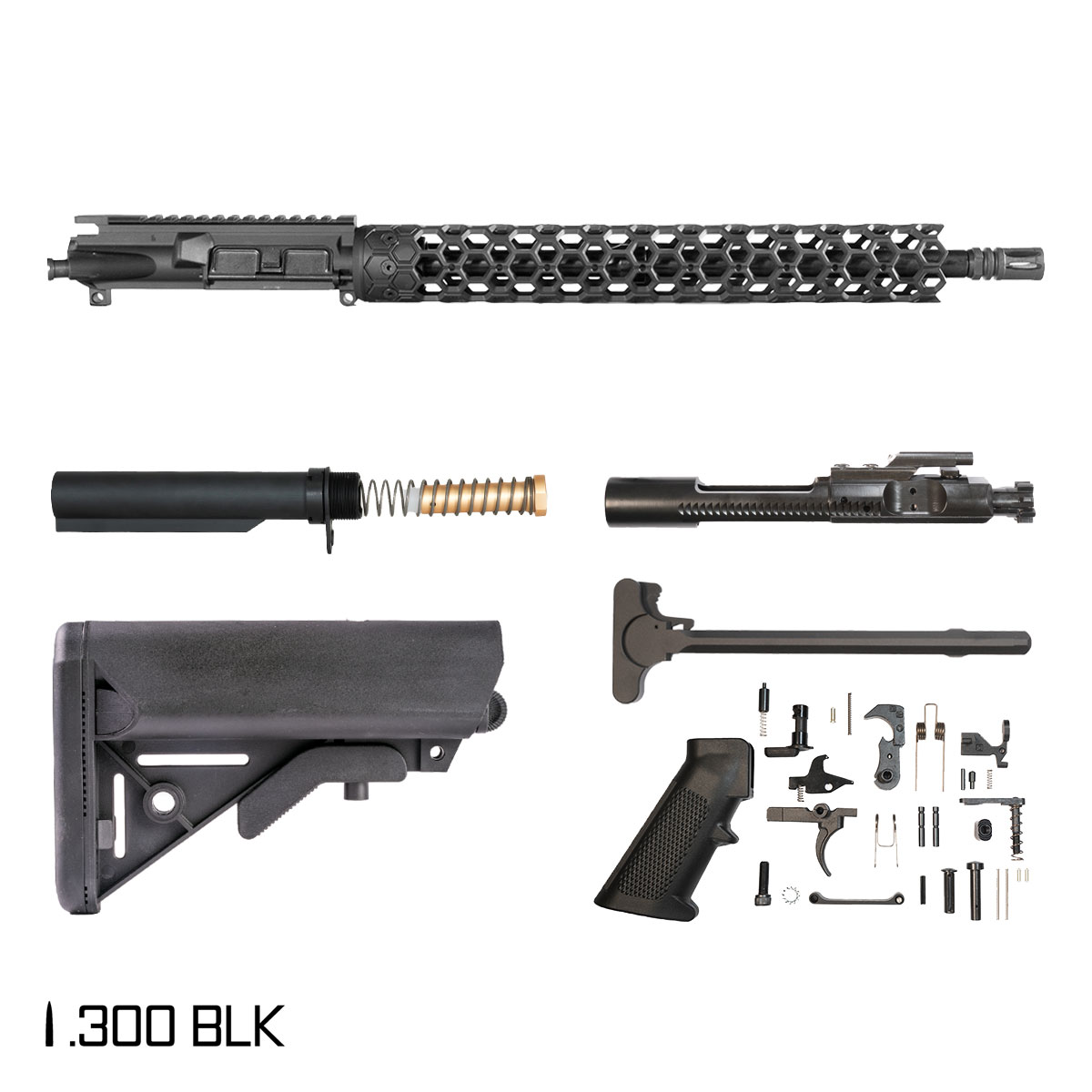 Davidson Defense Hex Wraith 16-inch Pistol-Gas 1:8 .300 BLK AR-15 Freefloat Handguard Rifle Full Build Kit