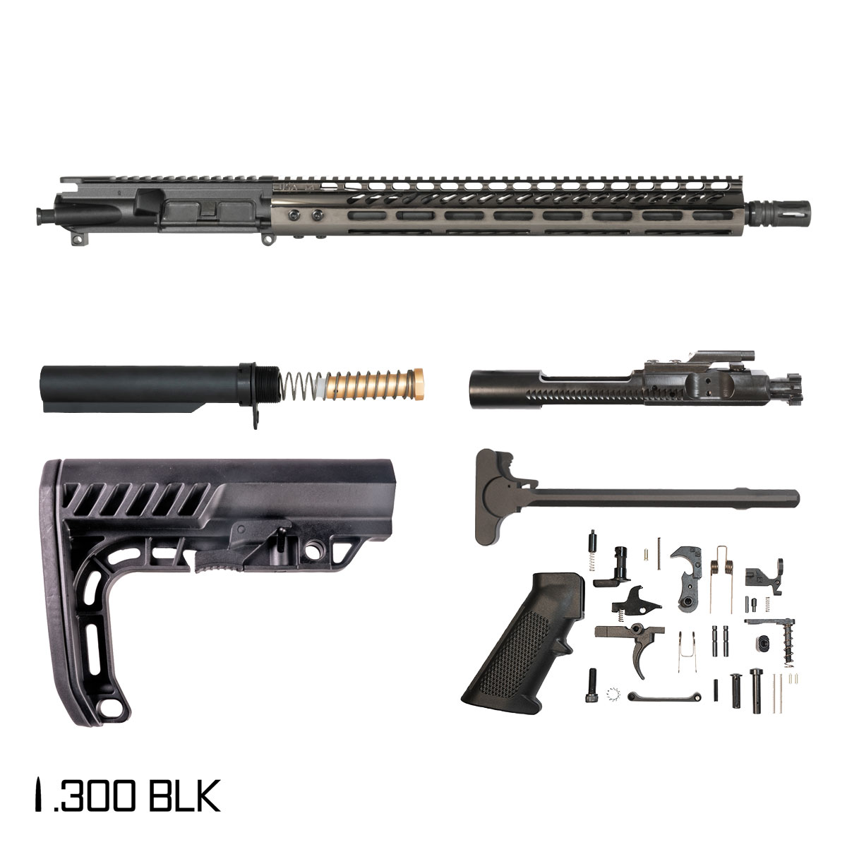 Davidson Defense Spartacus 16-inch Pistol-Gas 1:8 .300 BLK AR-15 M-Lok Handguard Rifle Full Build Kit