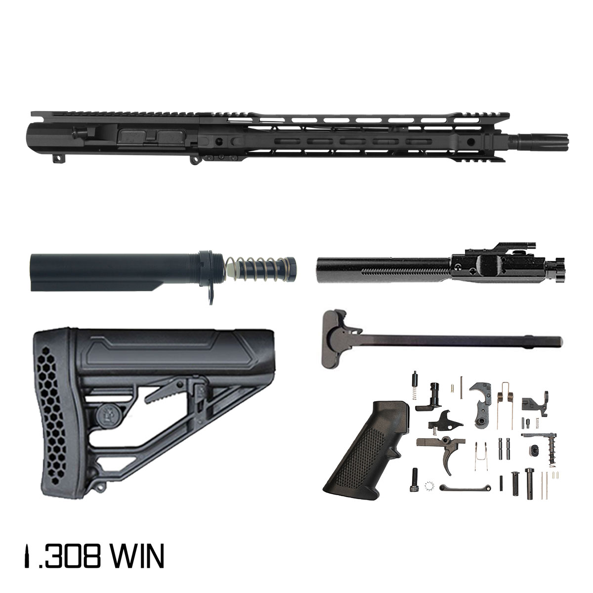 Davidson Defense Jailbreak 16-inch Mid-Gas 1:10 .308 Win AR-10 M-Lok Handguard Rifle Full Build Kit