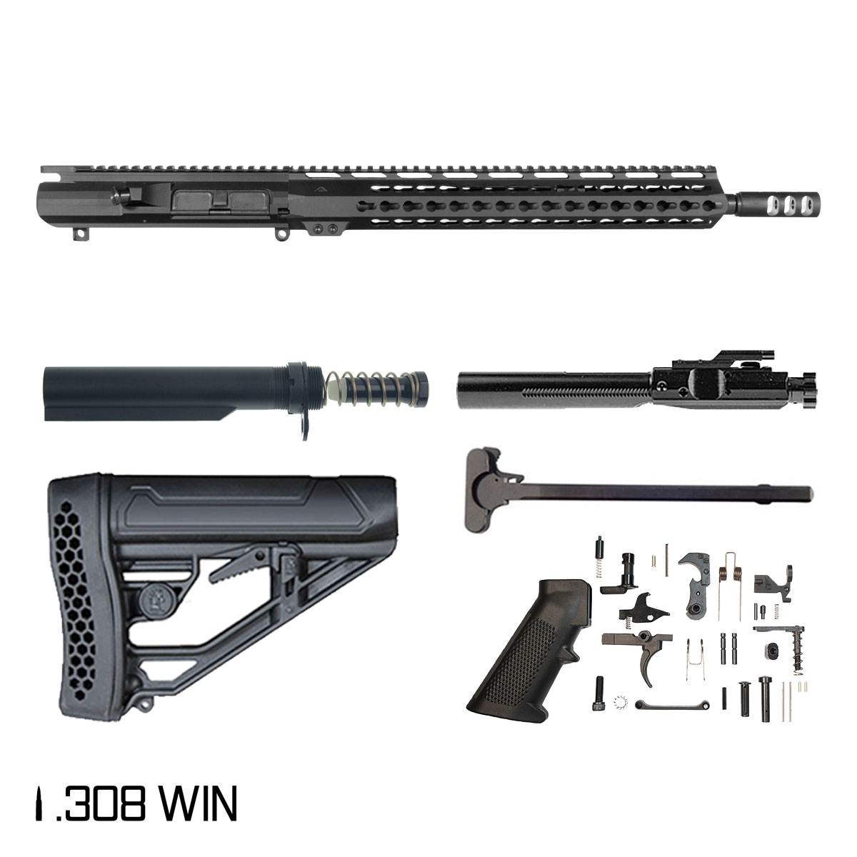 Davidson Defense Silver Stalker 16-inch Mid-Gas 1:10 .308 Win AR-10 KeyMod Rifle Full Build Kit