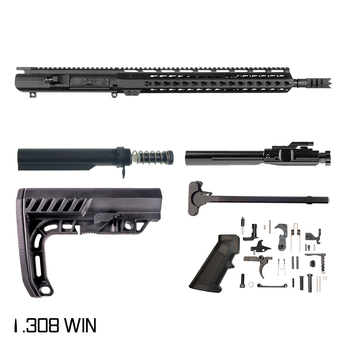 Davidson Defense Ground Ripper 16-inch Mid-Gas 1:10 .308 Win AR-10 KeyMod Handguard Rifle Full Build Kit