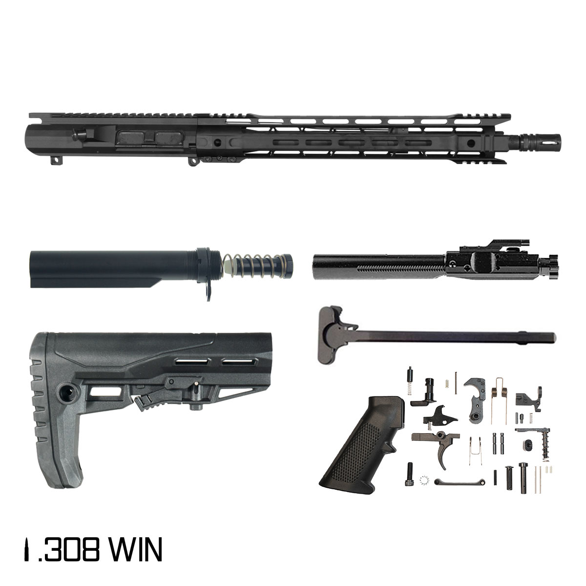 Davidson Defense High Bar 16-inch Mid-Gas 1:10 .308 Win AR-10 M-Lok Handguard Rifle Full Build Kit