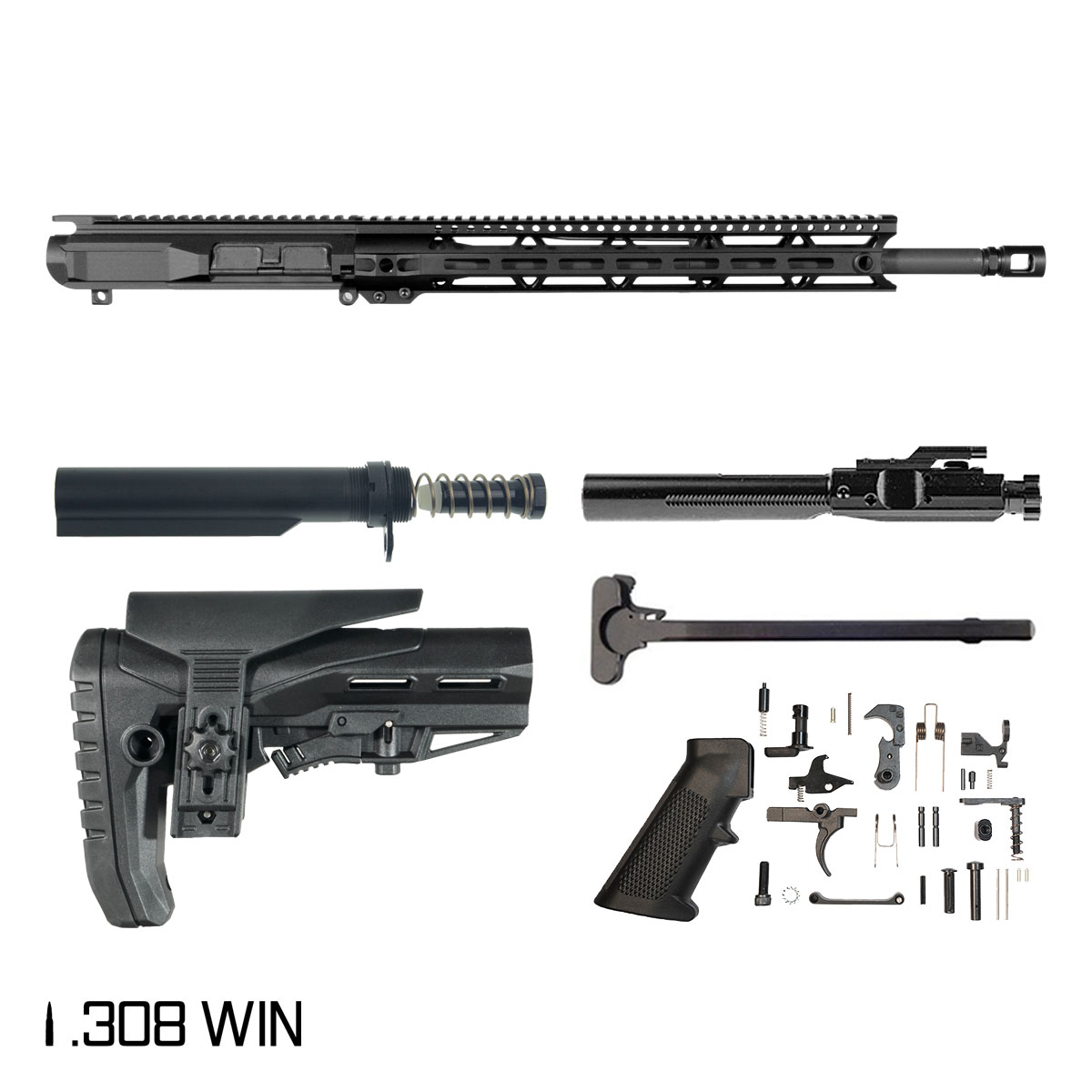 Davidson Defense Black Fang 18-inch Mid-Gas 1:10 .308 Win AR-10 M-Lok Handguard Rifle Full Build Kit