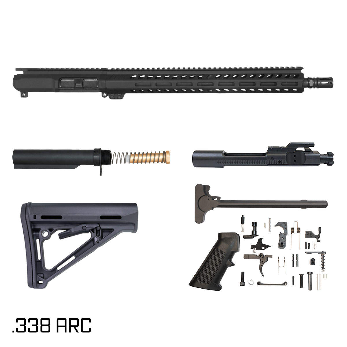 Davidson Defense Cutlass 16-inch Carbine-Gas 1:8 .338 ARC AR-15 Freefloat M-Lok Handguard Rifle Full Build Kit
