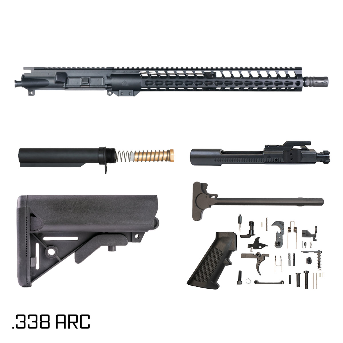 Davidson Defense Warden 16-inch Carbine-Gas 1:8 .338 ARC AR-15 Freefloat Keymod Handguard Rifle Full Build Kit