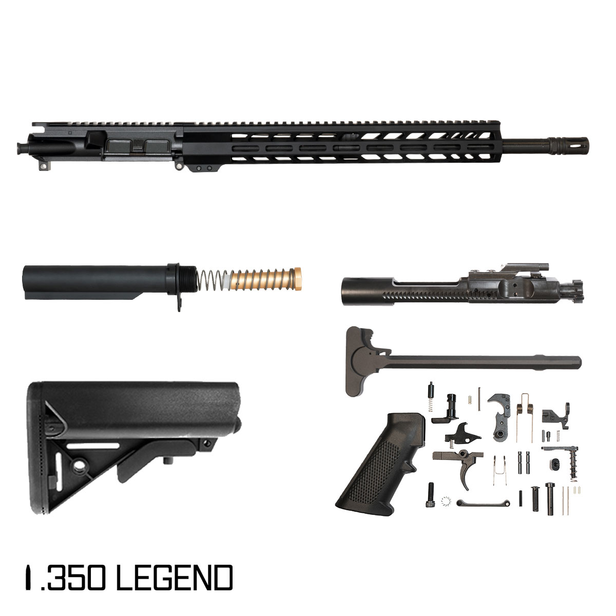 Davidson Defense Ghostrun 18-inch Carbine-Gas 1:16 .350 Legend AR-15 Freefloat M-Lok Handguard Rifle Full Build Kit