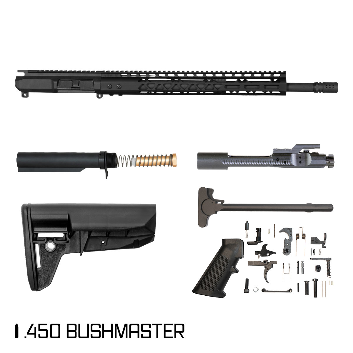 Davidson Defense Kikimora 18-inch Mid-Gas 1:24 .450 Bushmaster AR-15 Freefloat M-Lok Handguard Rifle Full Build Kit