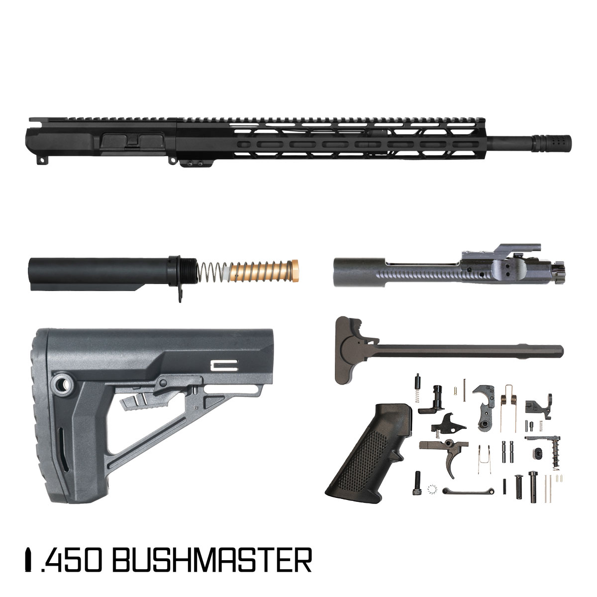 Davidson Defense Voltire 18-inch Mid-Gas 1:24 .450 Bushmaster AR-15 Freefloat M-Lok Handguard Rifle Full Build Kit