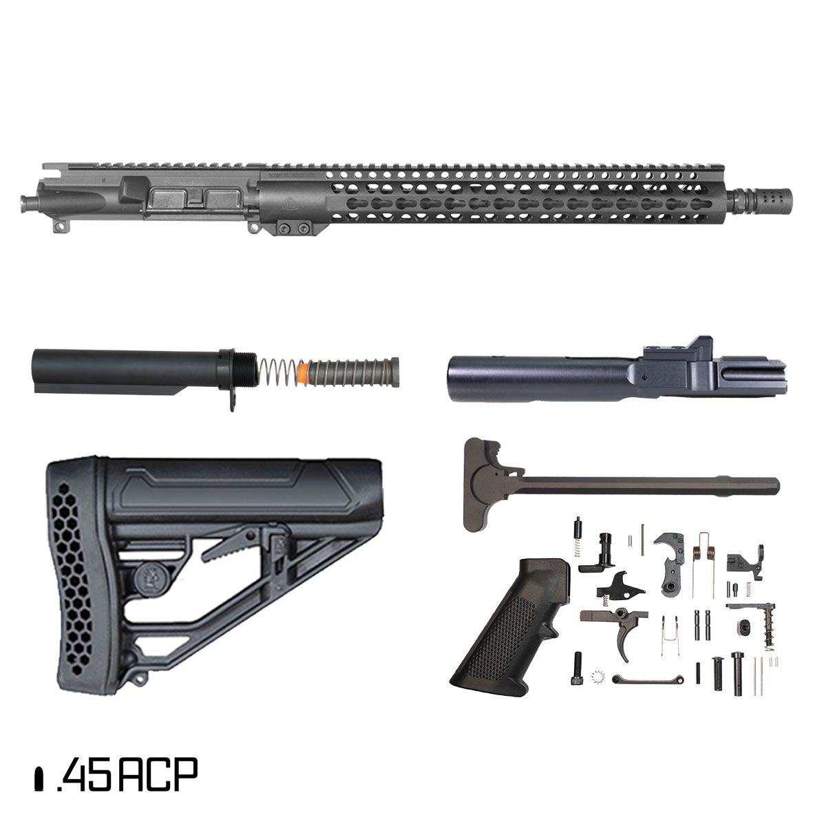 Davidson Defense Warden Patrol 16-inch 1:16 .45 ACP AR-45 Freefloat Keymod Handguard Rifle Full Build Kit