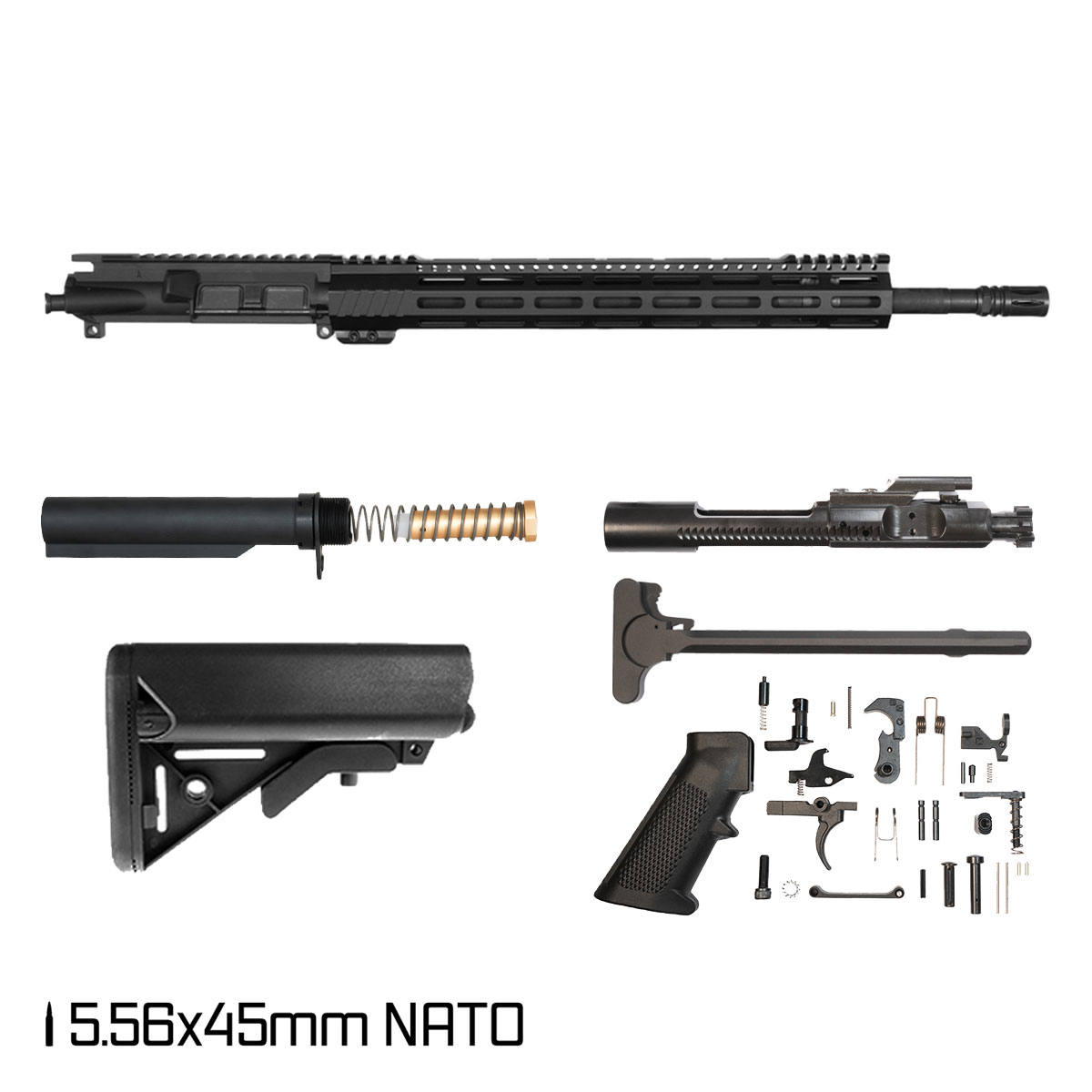 Davidson Defense Aegis Lightweight 18-inch Rifle-Gas 1:7 5.56 NATO AR-15 Freefloat M-Lok Handguard Rifle Full Build Kit