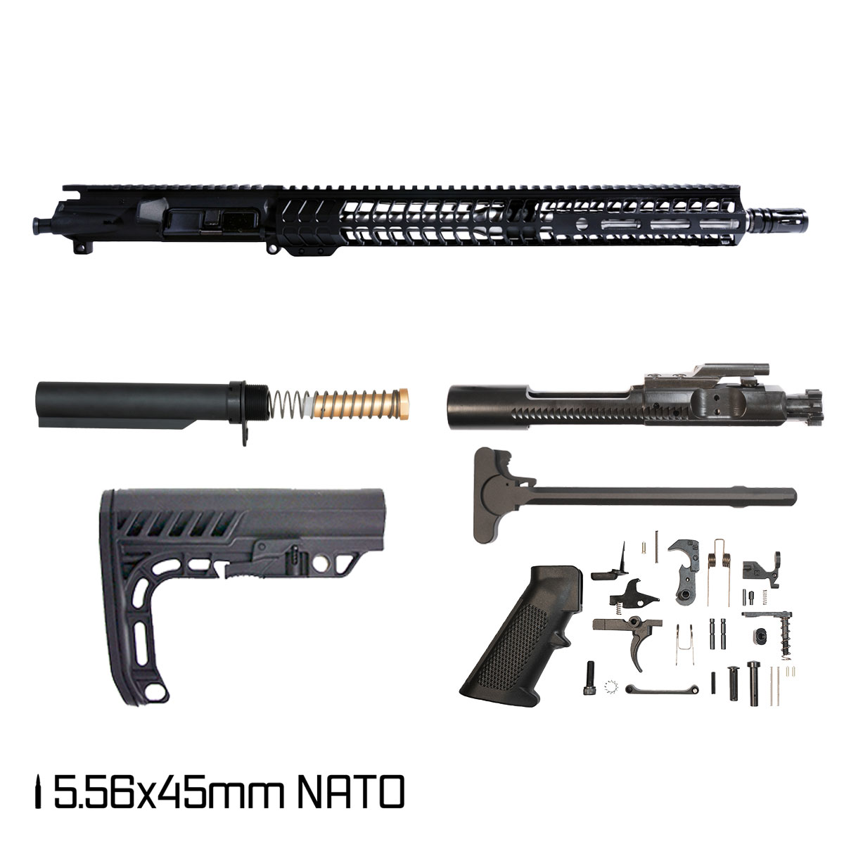 Davidson Defense True Grit 16-inch Carbine-Gas 1:8 5.56 NATO AR-15 Freefloat M-Lok Handguard Rifle Full Build Kit