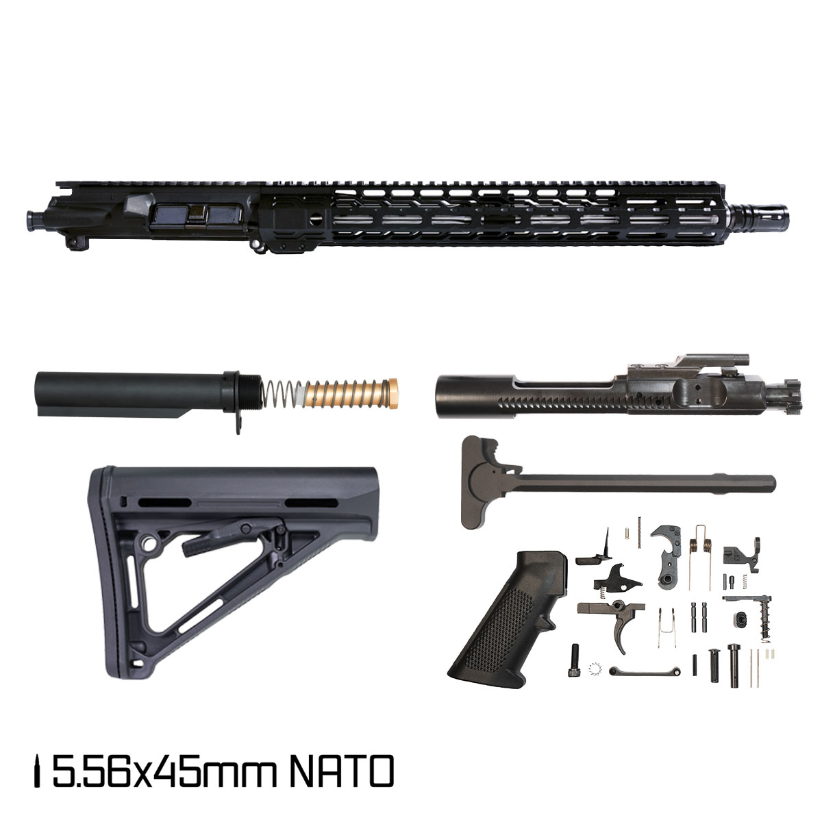 Davidson Defense True Grit V 16-inch Carbine-Gas 1:8 5.56 NATO AR-15 Freefloat M-Lok Handguard Rifle Full Build Kit