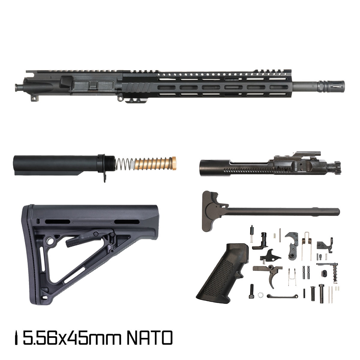 Davidson Defense Light Slinger 18-inch Rifle-Gas 1:7 5.56 NATO AR-15 Freefloat M-Lok Handguard Rifle Full Build Kit