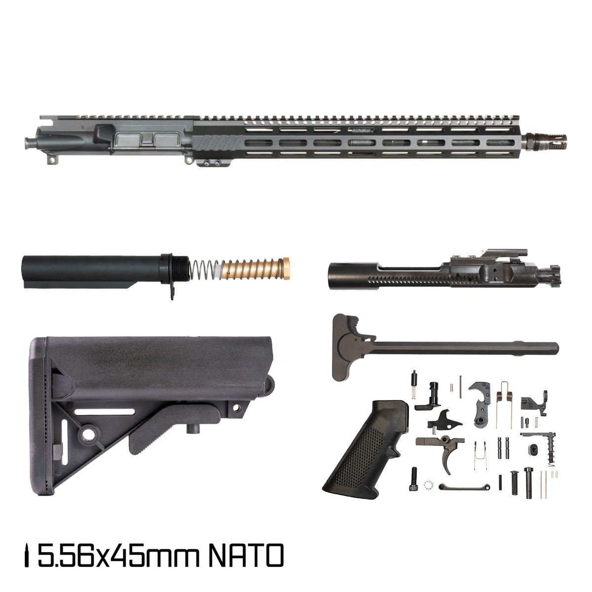Davidson Defense Aegis 16-inch Carbine-Gas 1:7 5.56 NATO AR-15 Freefloat M-Lok Handguard Rifle Full Build Kit, Plan B A7 Flash Hider
