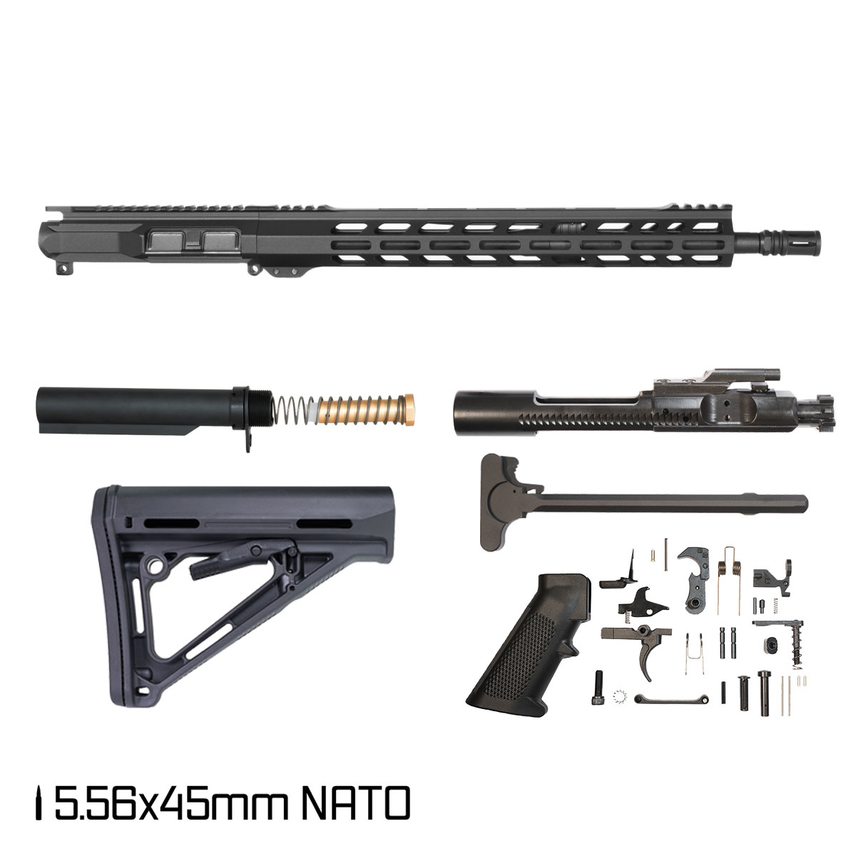 Davidson Defense Ronin Competition 16.5-inch Mid-Gas 1:7 5.56 NATO AR-15 Freefloat M-Lok Handguard Rifle Full Build Kit