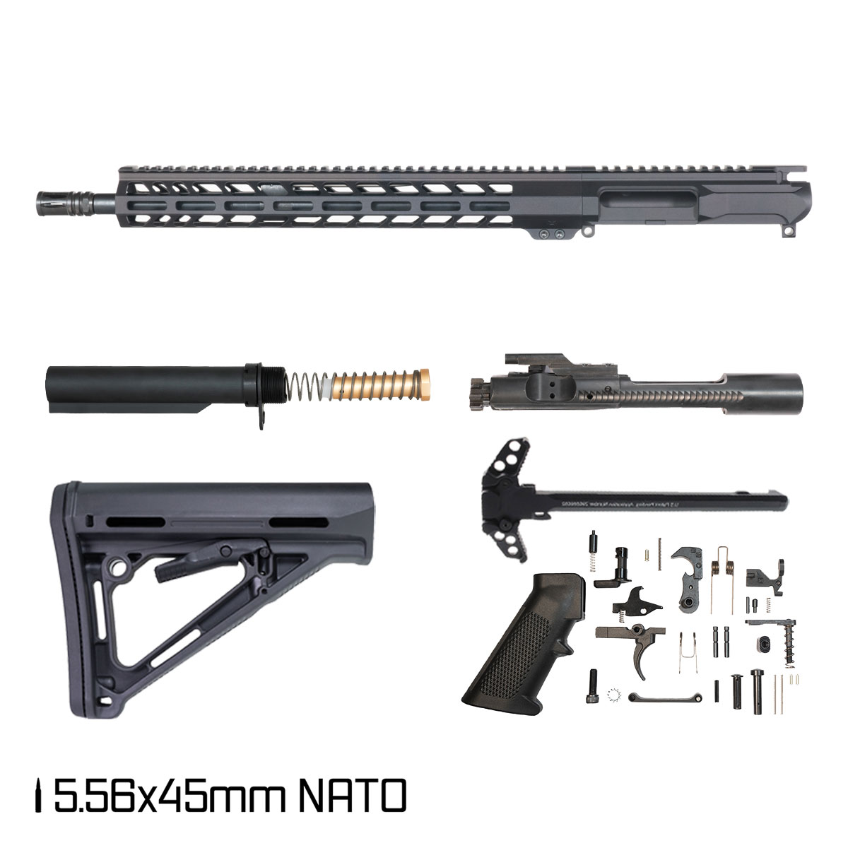 Davidson Defense Ronin Left-Handed 16.5-inch Mid-Gas 1:7 5.56 NATO AR-15 Freefloat M-Lok Handguard Rifle Full Build Kit