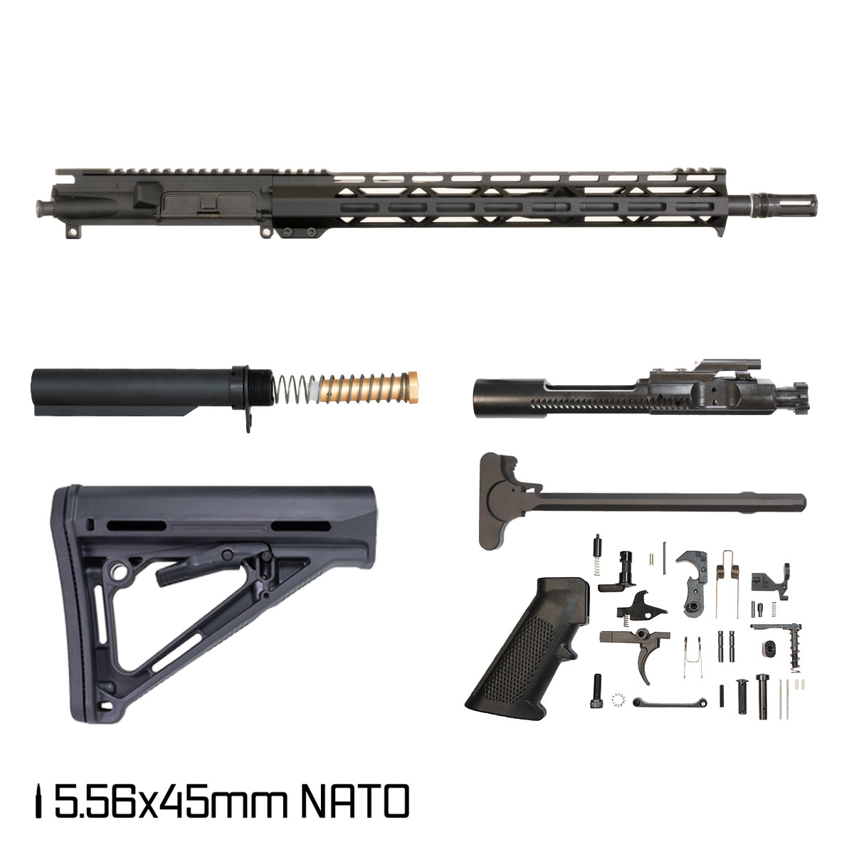 Davidson Defense Show Stopper 16.5-inch AR-15 5.56 NATO Rifle Full Build Kit, Plan B Sentinel Caged Flash Hider