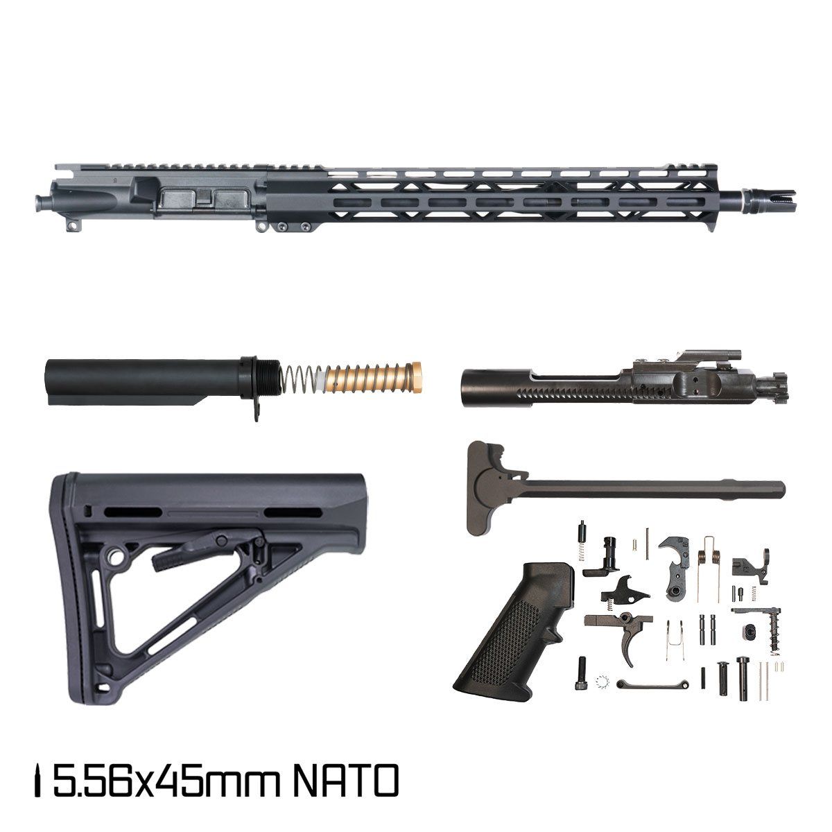 Davidson Defense Show Stopper 16.5-inch AR-15 5.56 NATO Rifle Full Build Kit, Plan B Scorch 3-Prong Flash Hider