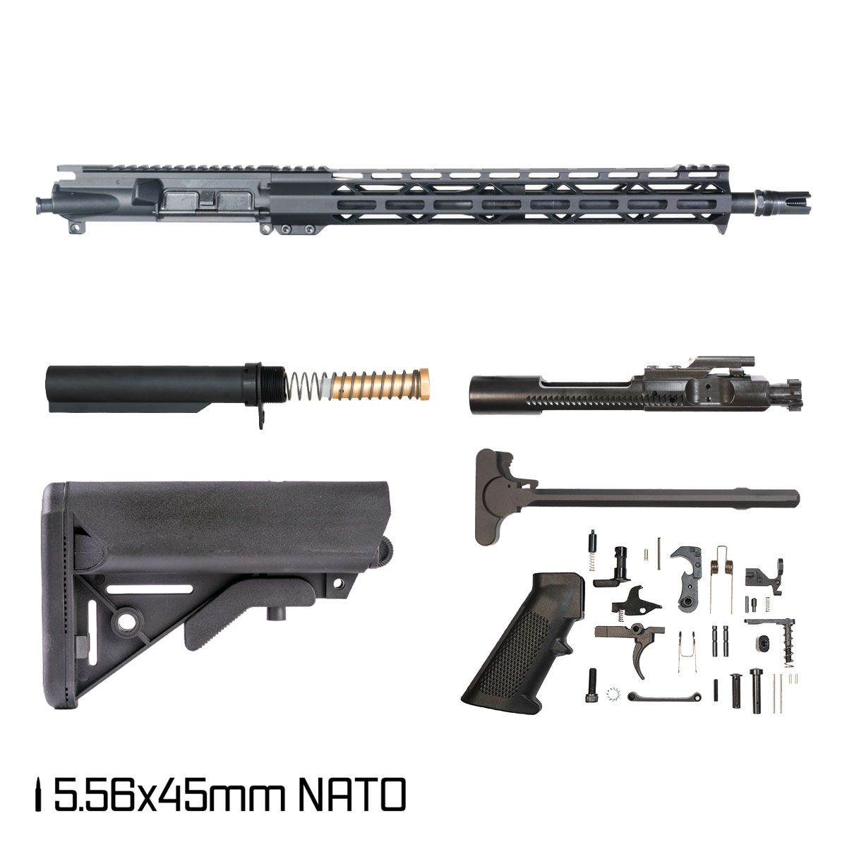 Davidson Defense Shadow Protocol 16-inch AR-15 5.56 NATO Rifle Full Build Kit, Plan B Scorch 3-Prong Flash Hider