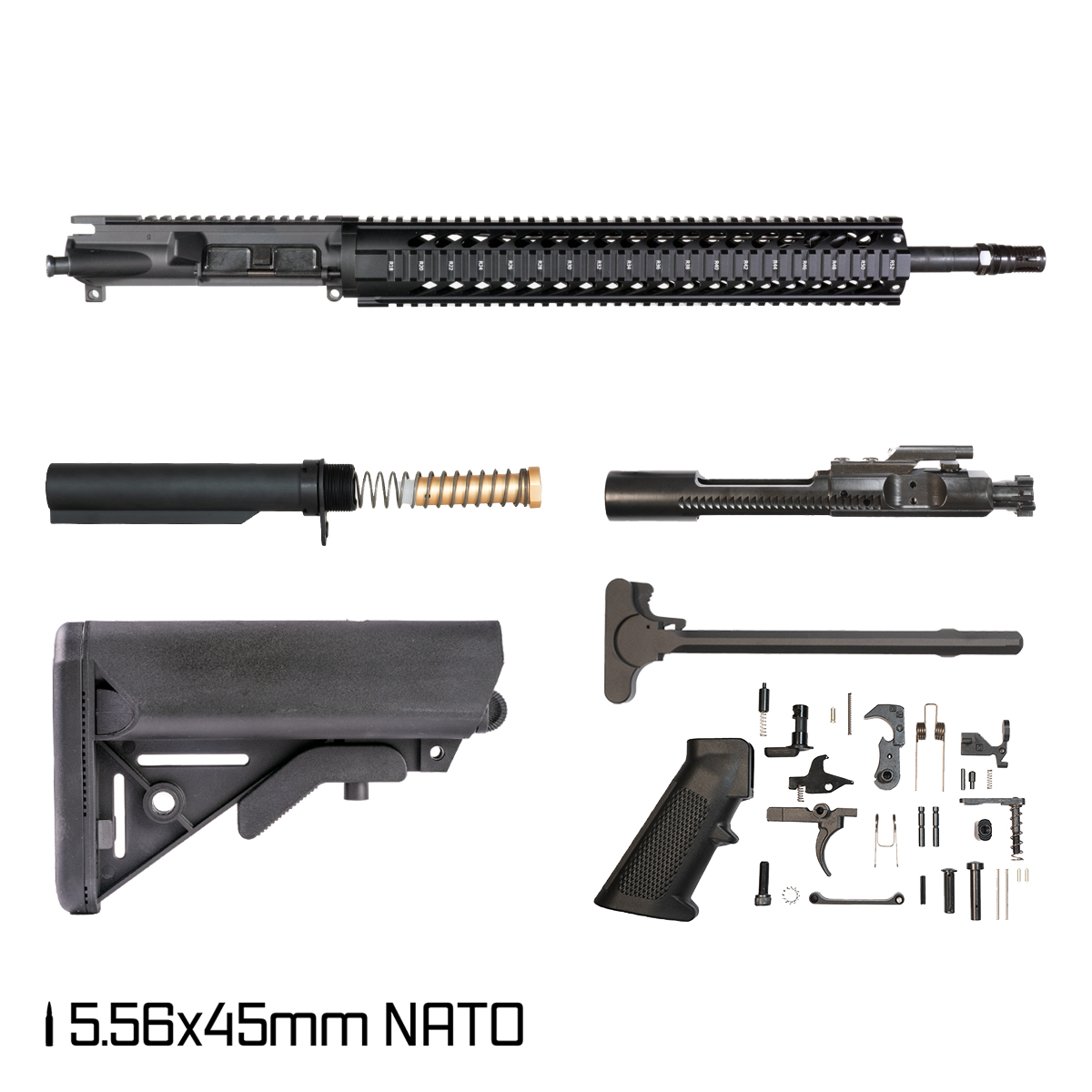 Davidson Defense LAZR 18-inch Rifle-Gas 5.56 NATO AR-15 Rifle Full Build Kit, Plan B A7 Flash Hider